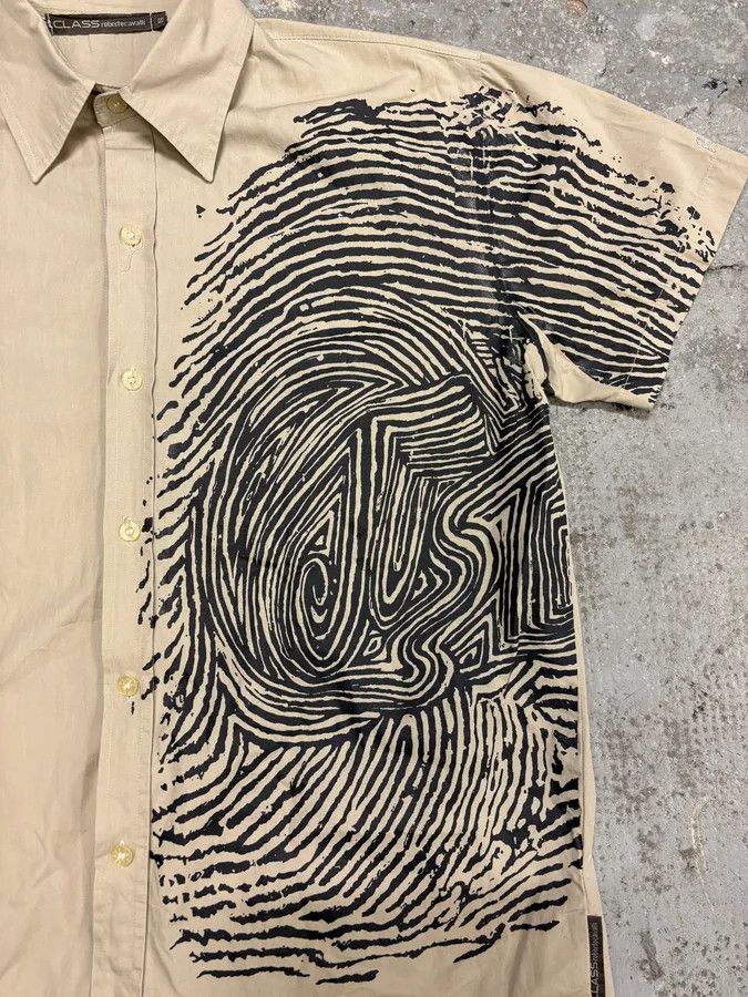 Roberto Cavalli × Vintage 2000s Cavalli Finger Zebra Print Beige Shirt Size US M / EU 48-50 / 2 - 7 Thumbnail