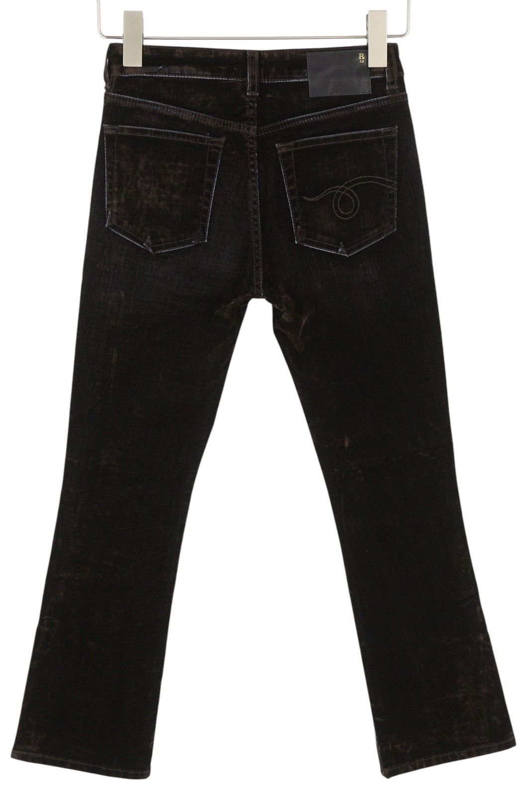 R13 KICK FIT 24 Flocked Brown Velvet Cropped Low Rise 86255 Size 24" / US 00 / IT 34 - 4 Thumbnail