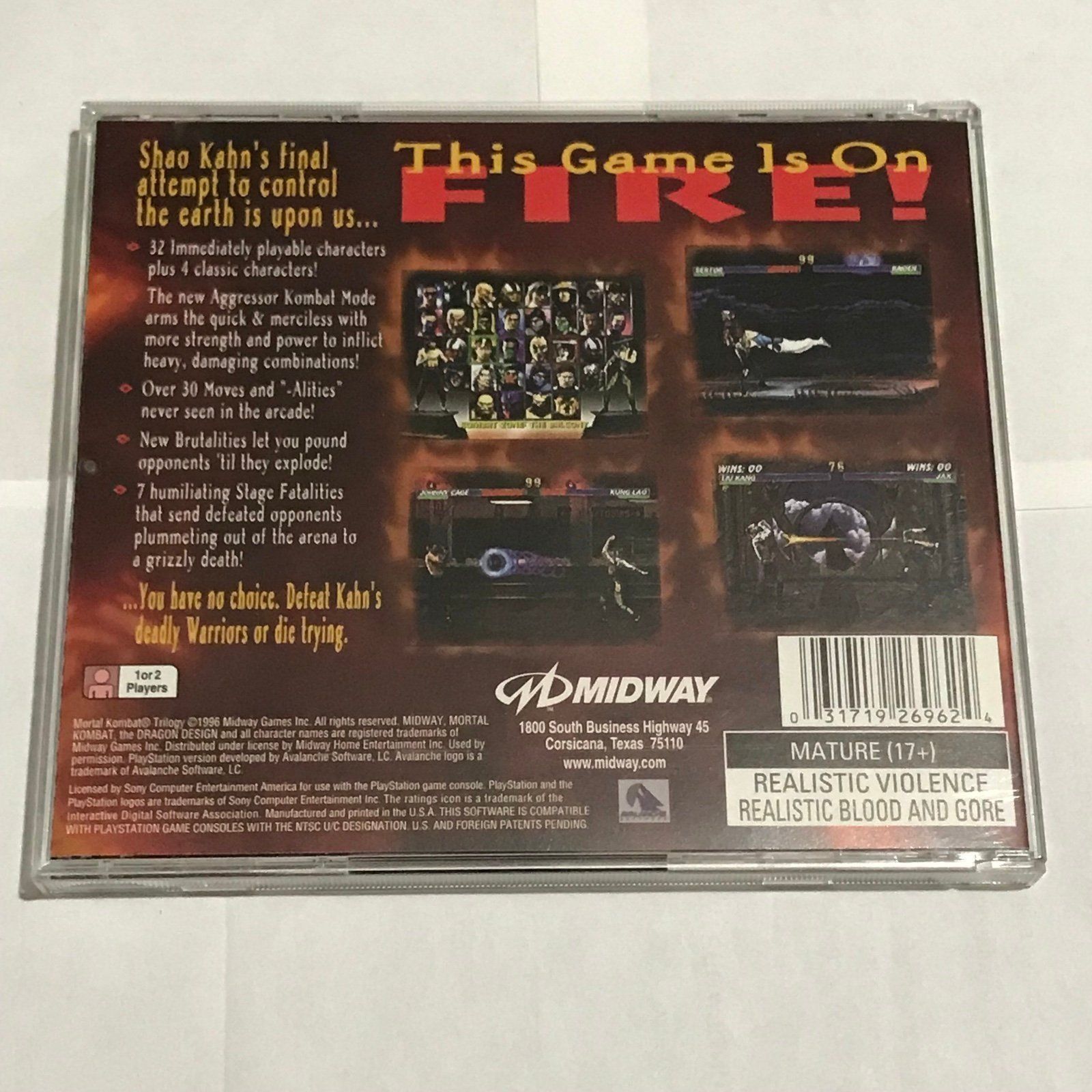 Other PS1 Mortal Kombat Trilogy For Playstation 1 CIB Complete Wit Size ONE SIZE - 2 Thumbnail