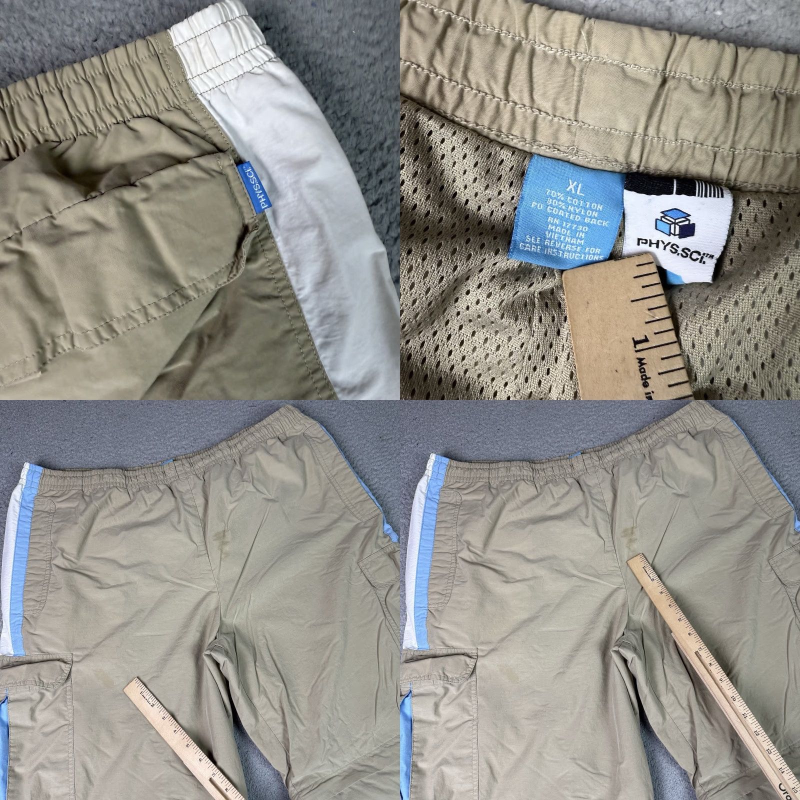 Vintage VINTAGE Phys.Sci Jeans Pant Adult XL Beige Baggy Wide Leg Convertible Skater Grunge Y2K 90s Hip Hop Retro Utility Carpenter Skater Size US 36 / EU 52 - 8 Thumbnail