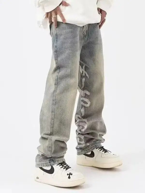 Japanese Brand Retro zipper loose straight leg jeans Size US 32 / EU 48 - 3 Thumbnail