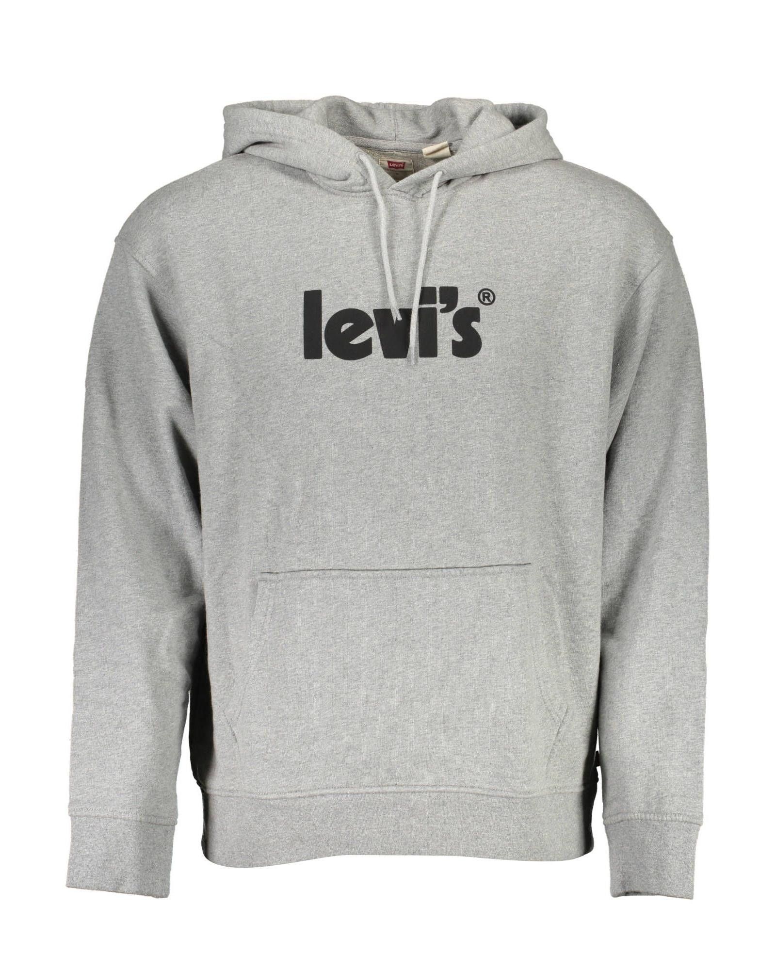 image of Levis Cotton Hooded Sweatshirt With Print in Grey, Men's (Size Small)