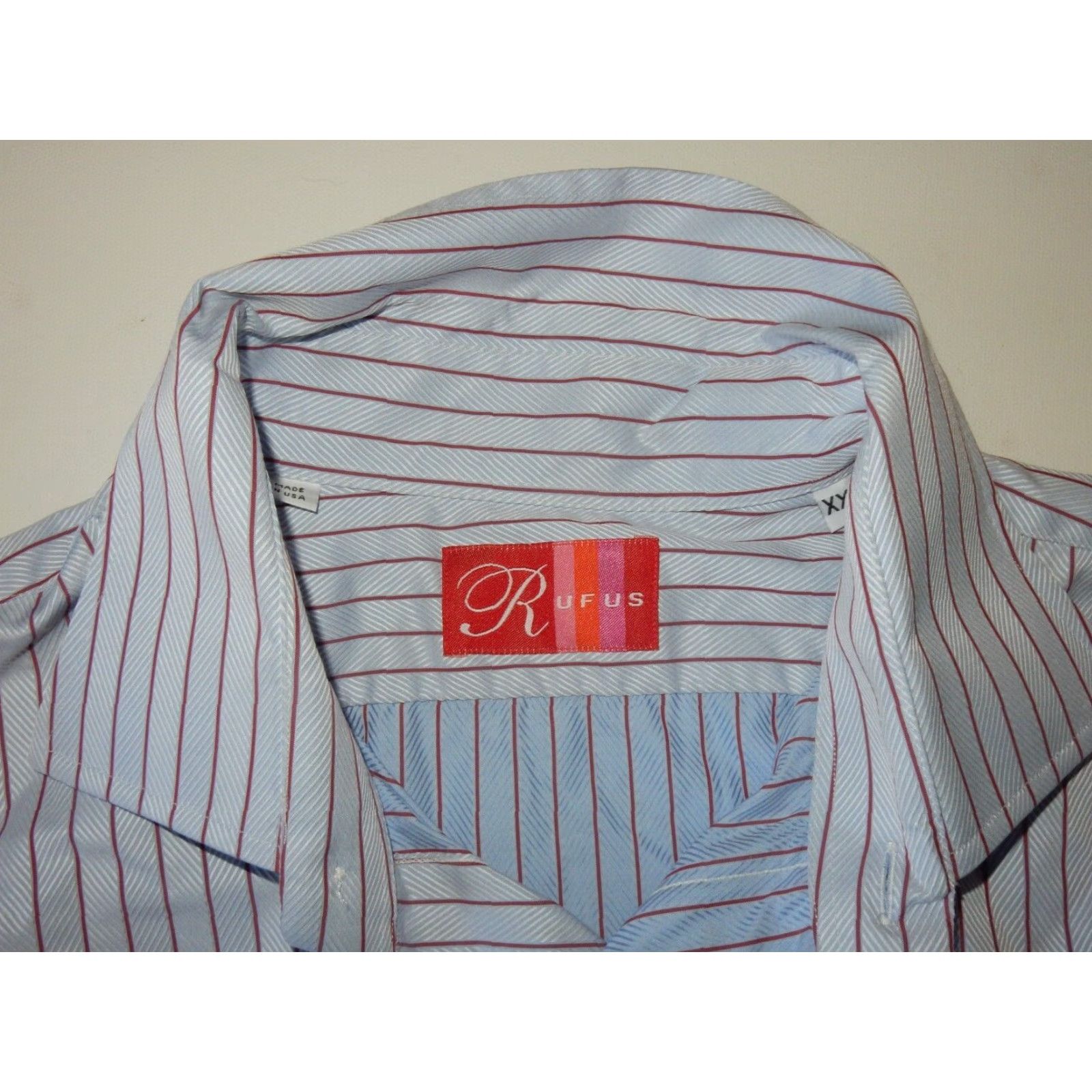 Vintage VINTAGE Rufus Men's Shirt Long Sleeve Button Front Size 2XL Cotton Striped Blue Purple USA Size US XXL / EU 58 / 5 - 4 Thumbnail