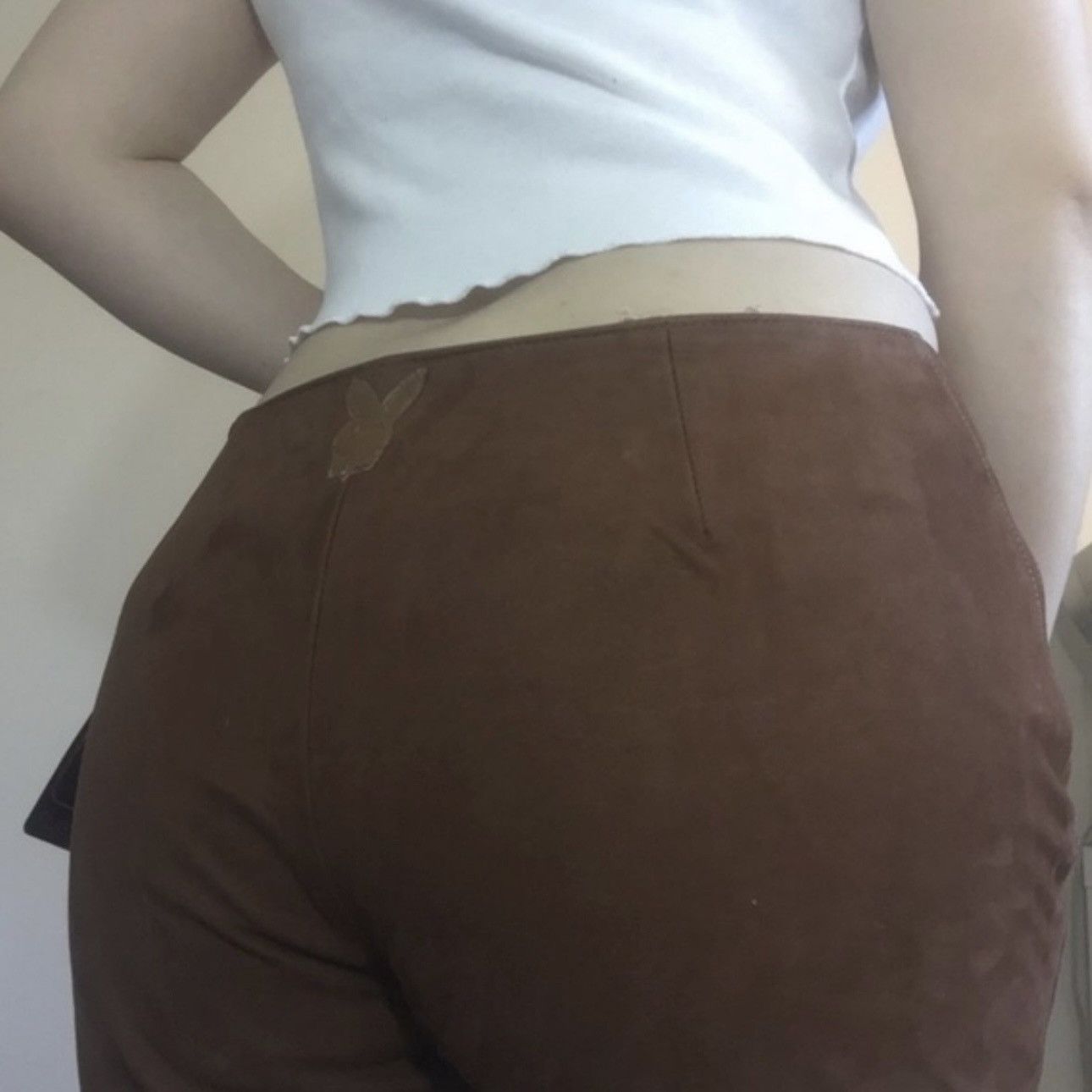 Playboy PLAYBOY Vintage Y2K 90s Brown Suede Bunny Bikercore Pant Size 26" / US 2 / IT 38 - 2 Thumbnail