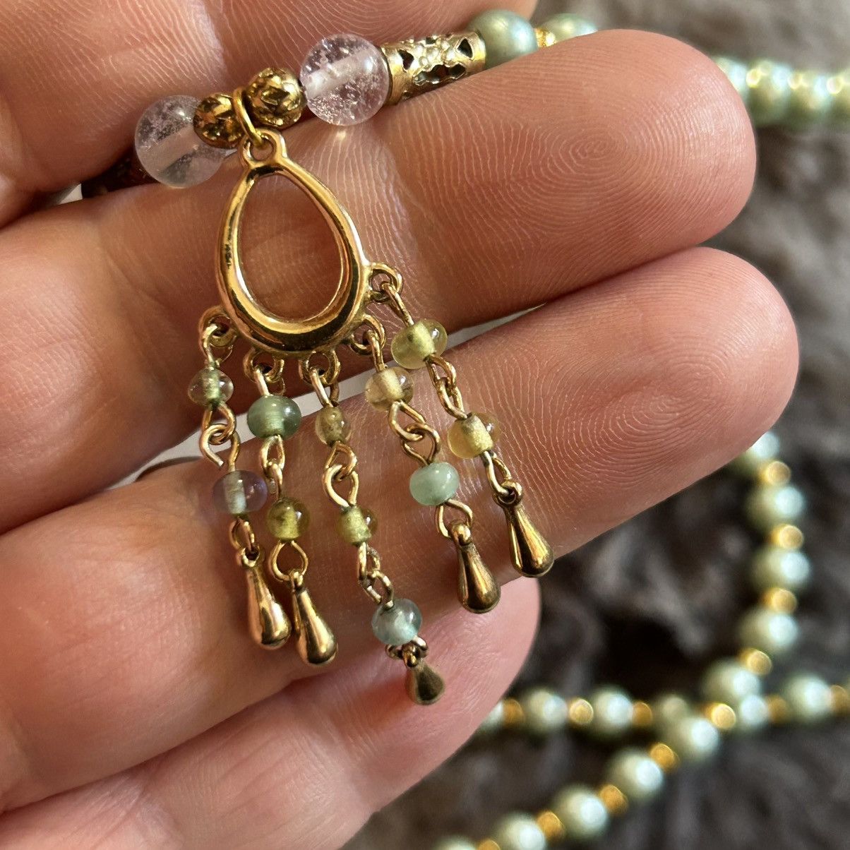 Handmade Handcrafted repurpose elegant mint green pearl necklace Size ONE SIZE - 6 Thumbnail