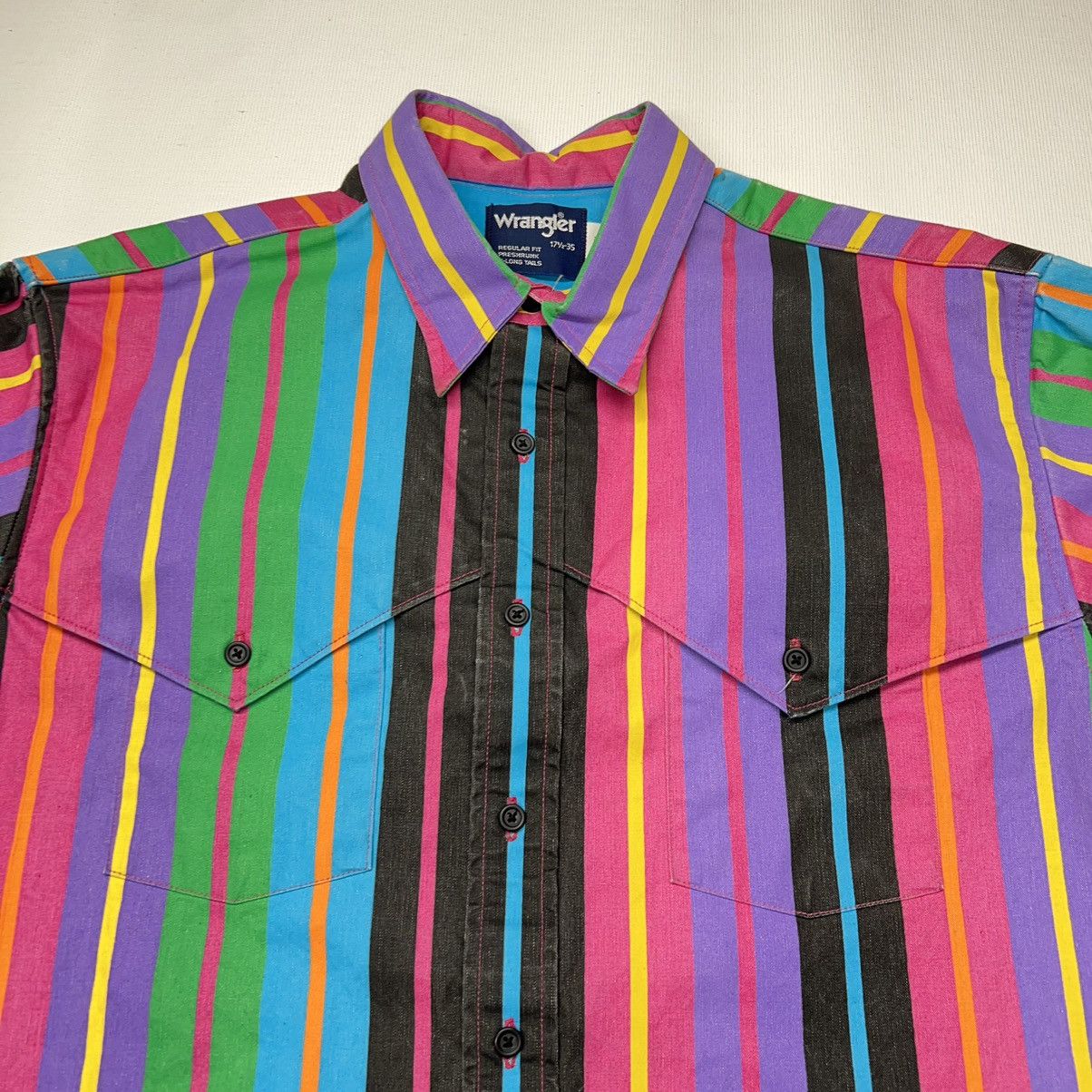Vintage × Wrangler Wrangler Brushpopper Shirt 17.5 35 Pink Stripe Western Rodeo Size US XL / EU 56 / 4 - 3 Thumbnail