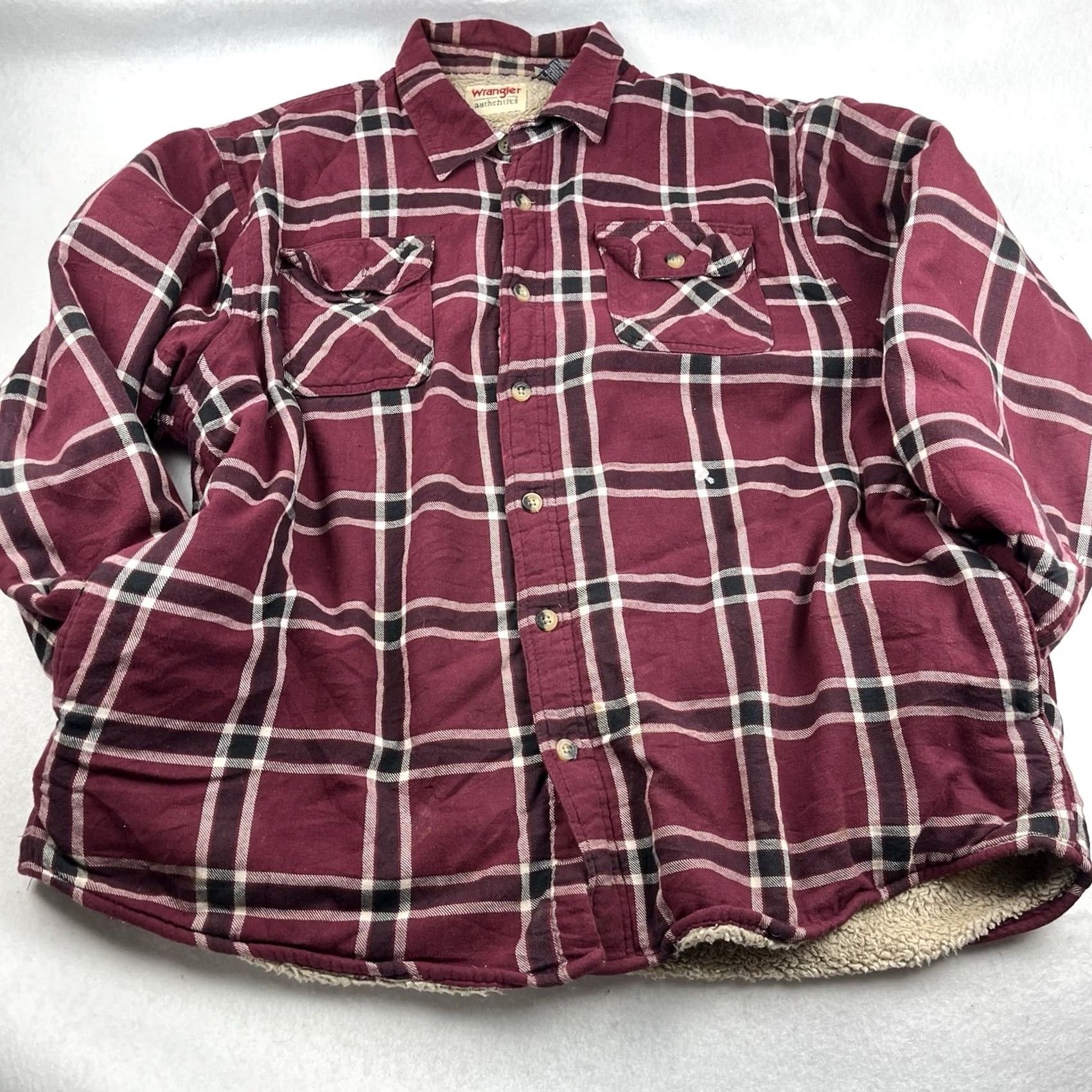 Wrangler VINTAGE Wrangler Authentics Men’s Red Plaid Sherpa Lined Button Up Shirt Jacket XL Size US XL / EU 56 / 4 - 5 Thumbnail