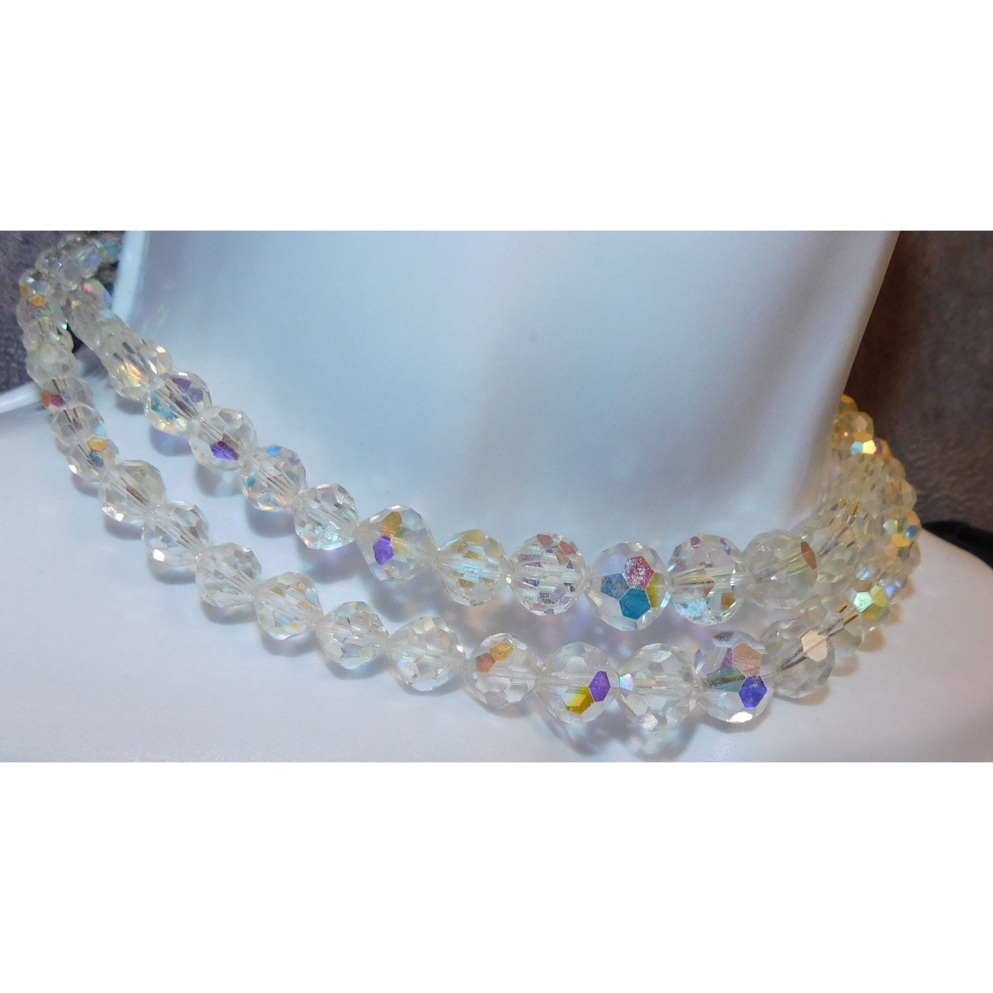 Other Vintage Aurora Borealis Crystal Beaded Double Strand Necklac Size ONE SIZE - 6 Thumbnail