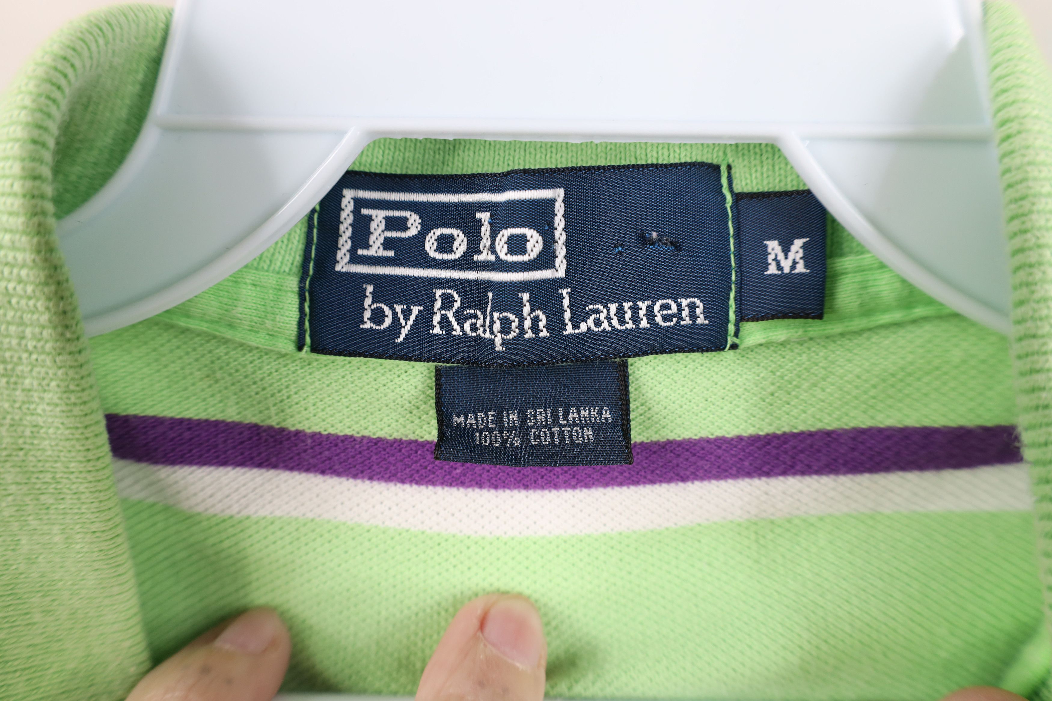 Ralph Lauren Vintage 90s Ralph Lauren Striped Cotton Knit Golf Polo Green Size US M / EU 48-50 / 2 - 7 Thumbnail
