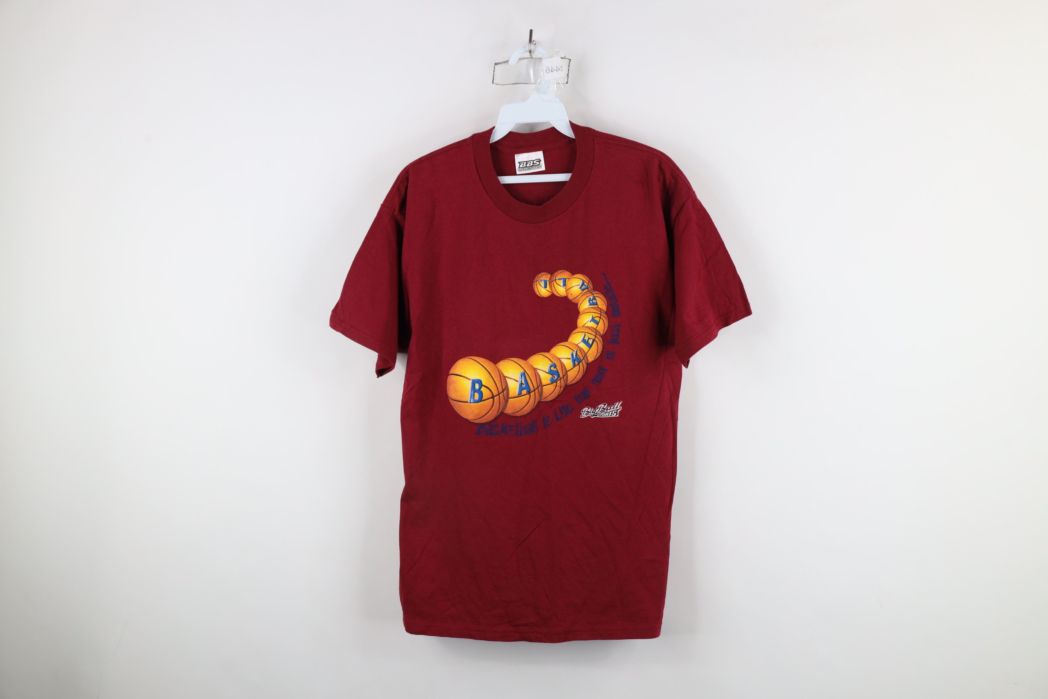Vintage Vintage 90s Streetewar Basketball Is Life T-Shirt Red Cotton Size US S / EU 44-46 / 1 - 1 Thumbnail