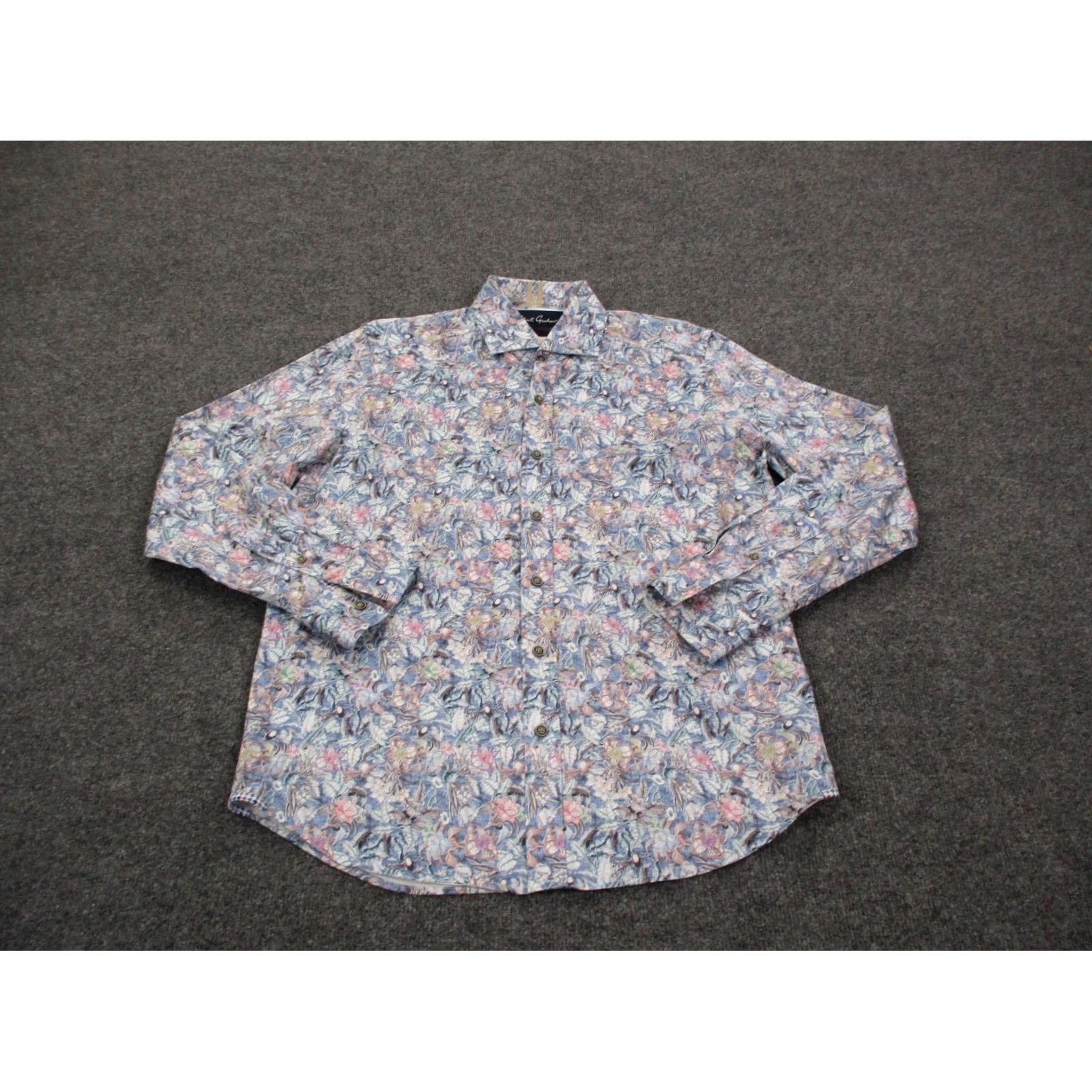 Robert Graham Robert Graham Shirt Mens M Multicolor Floral Button-Up Long Sleeve Collared Casual Knit Cotton Spandex Size US M / EU 48-50 / 2 - 2 Thumbnail