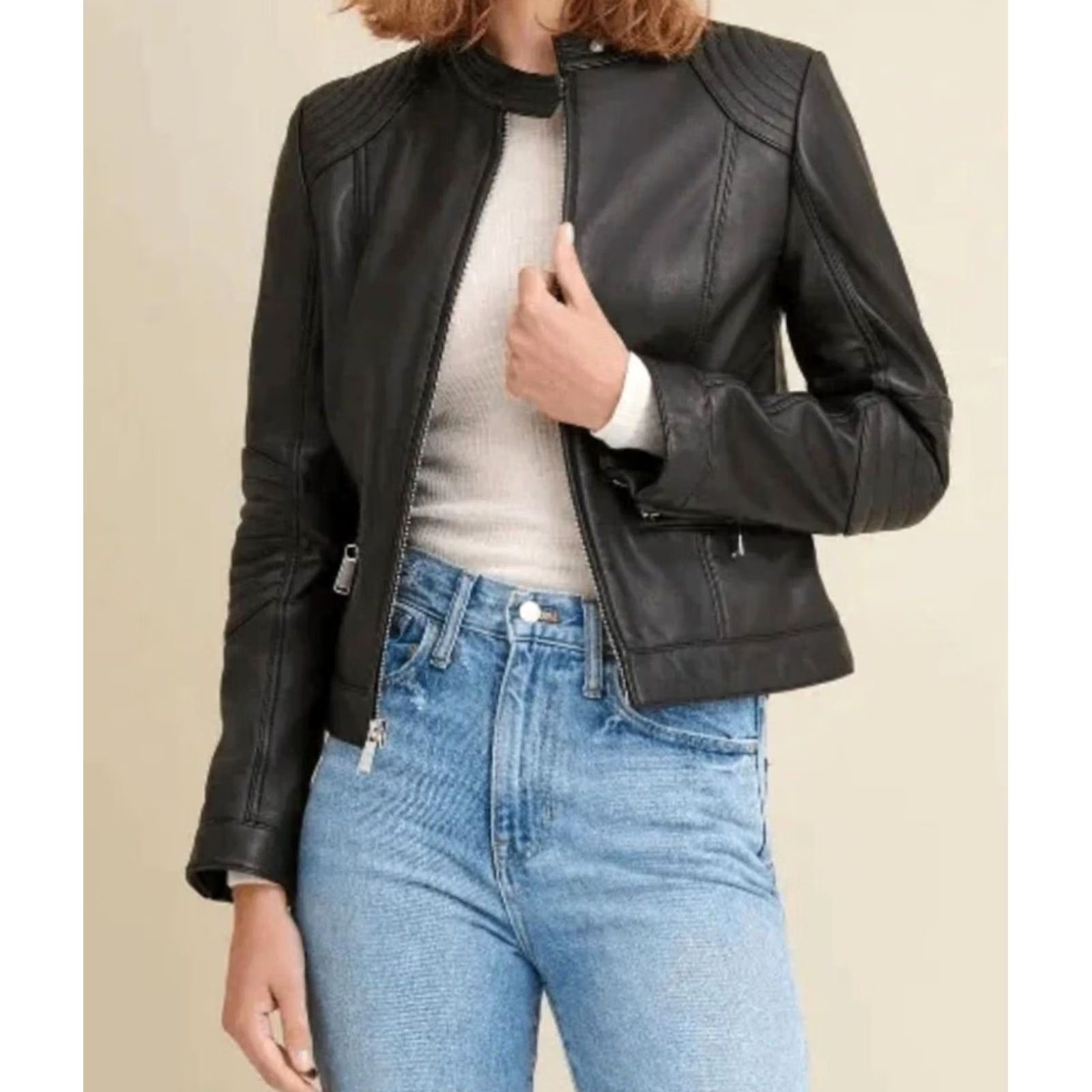 Vintage Black River Genuine Leather Cafe Motorcycle Moto Style Jacket Black Women's S Jacket Size S / US 4 / IT 40 - 5 Thumbnail