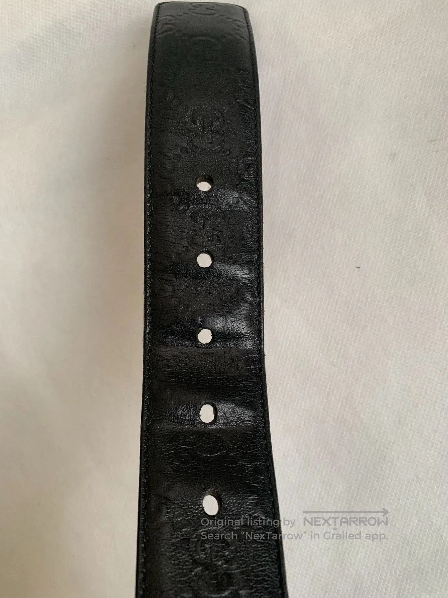 Gucci Gucci Black Leather Logo Embossed Belt. Size ONE SIZE - 4 Thumbnail