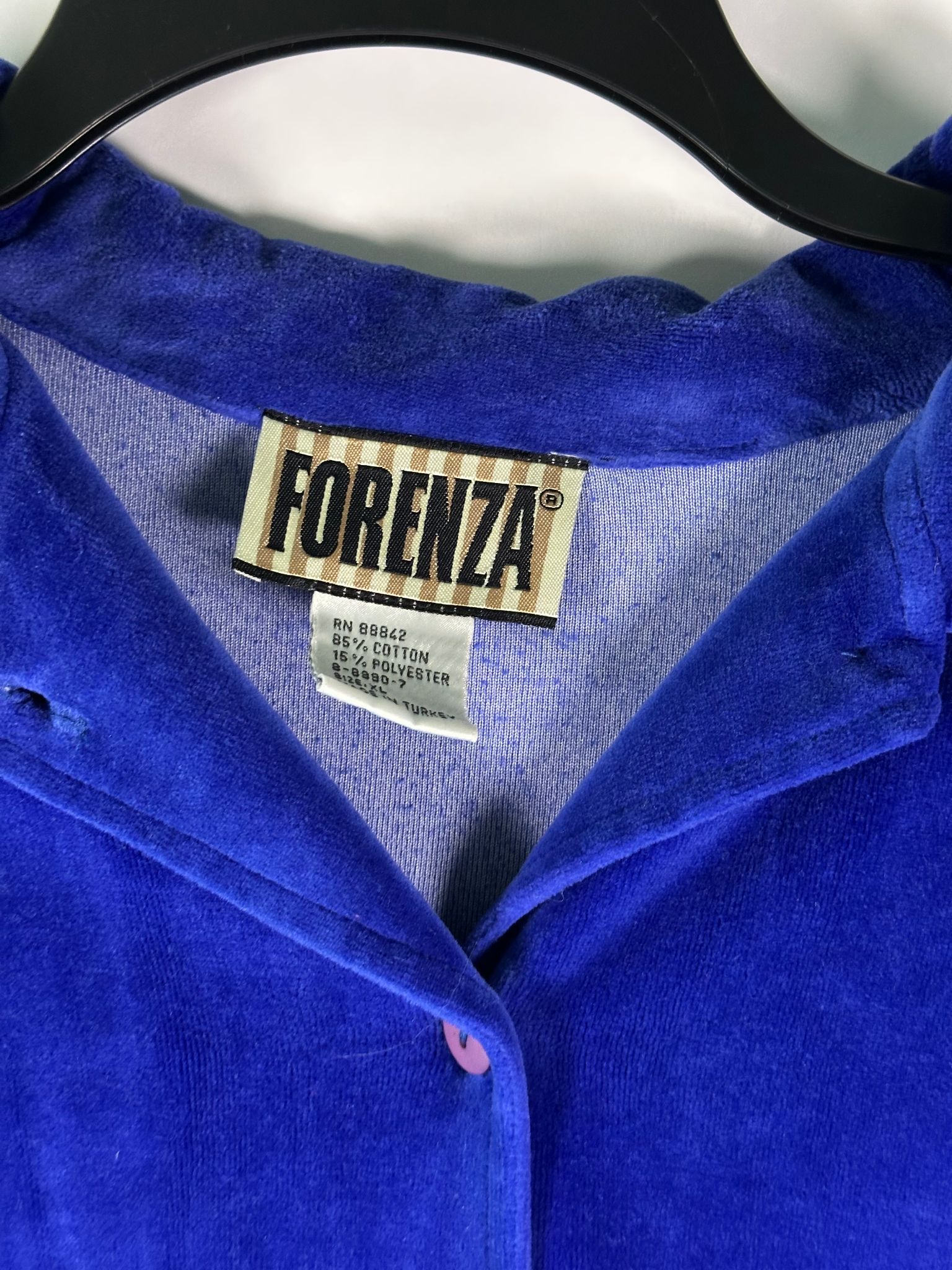 Other Forenza Shirt Womens XL Velour Button Up Long Sleeve Royal Size XL / US 12-14 / IT 48-50 - 3 Thumbnail