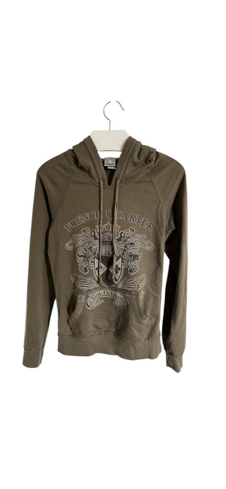 Japanese Brand × Vintage Y2K Khaki hoodie distressed destroyed olive military college Size S / US 4 / IT 40 - 1 Thumbnail