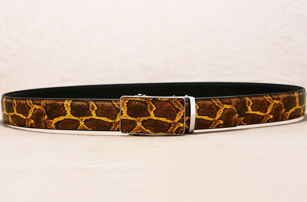 Japanese Brand × Leather Snake Pattern Leather Automatic Buckle Belt Size ONE SIZE - 4 Thumbnail