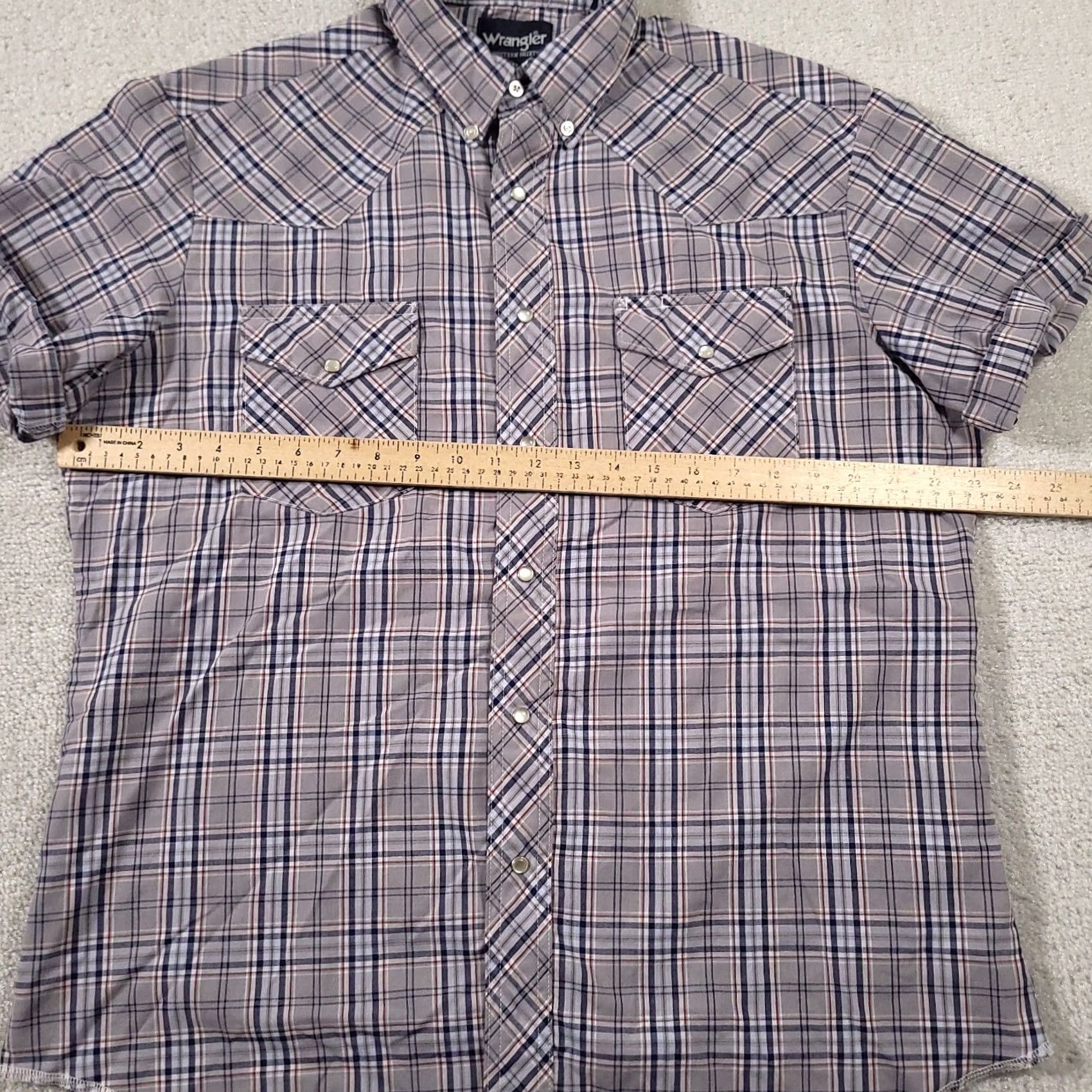 Wrangler Wrangler Shirt Mens L Blue Gray Pearl Snap Western Cowboy Rolled Sleeve Shirt Size US L / EU 52-54 / 3 - 3 Thumbnail