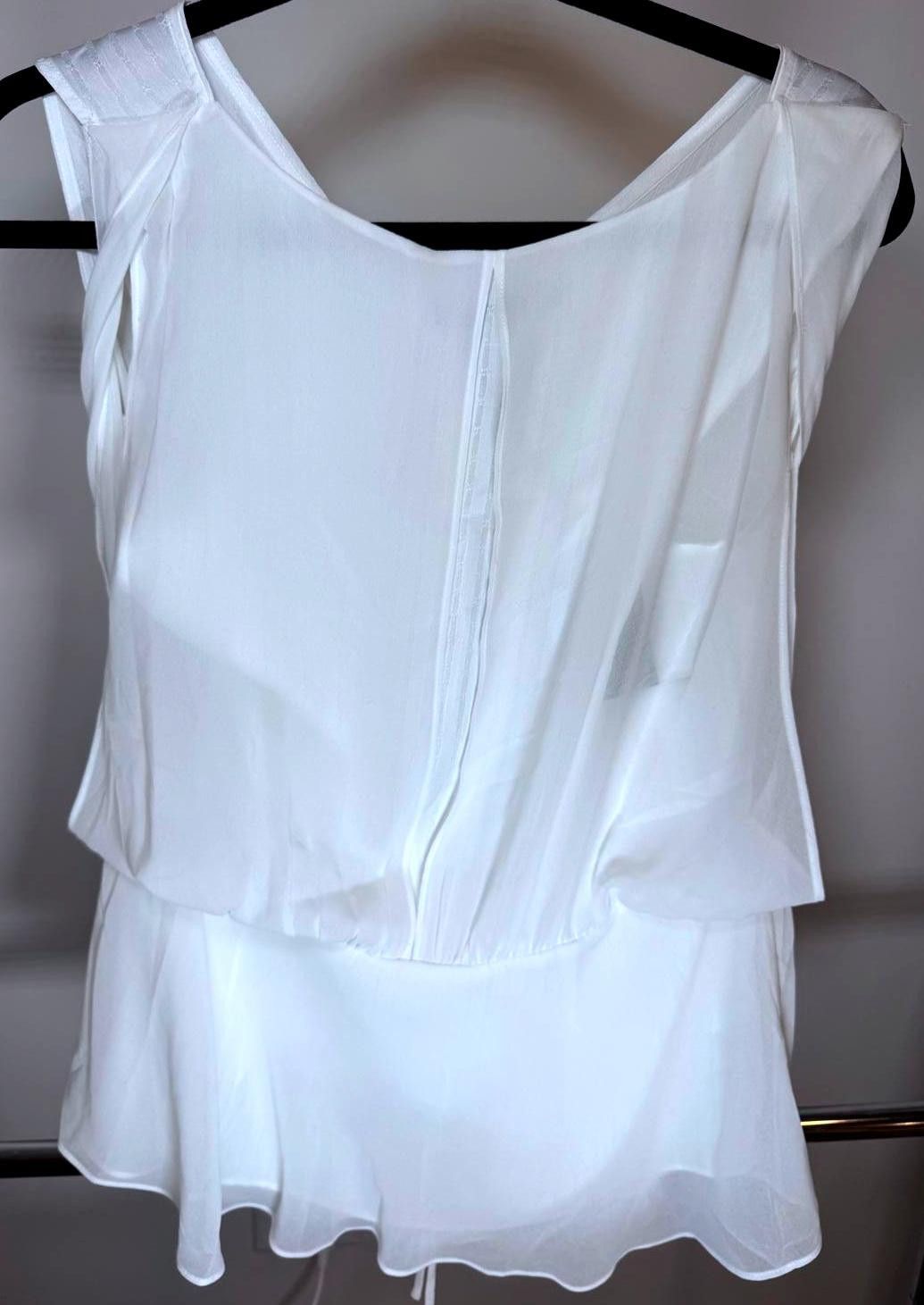 Allsaints AllSaints White Pleated Blouse with Tie Detail Size L / US 10 / IT 46 - 2 Thumbnail