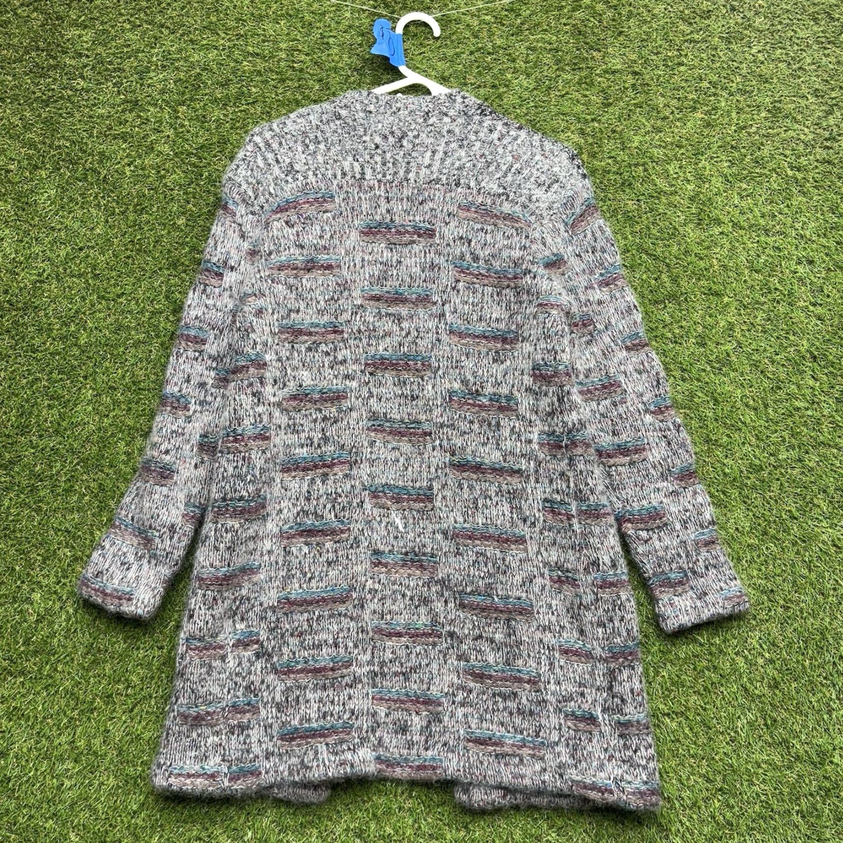 Vintage VINTAGE PGE Mohair Sweater Cardigan Womens Medium Open Knit 90s Gray Wool Blend Long Sleeve Pocket Size M / US 6-8 / IT 42-44 - 2 Thumbnail