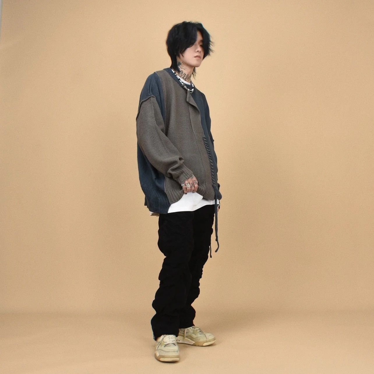 Japanese Brand × Vintage Retro punk grunge distressed patchwork knitwear sweater y2k Size US L / EU 52-54 / 3 - 4 Thumbnail