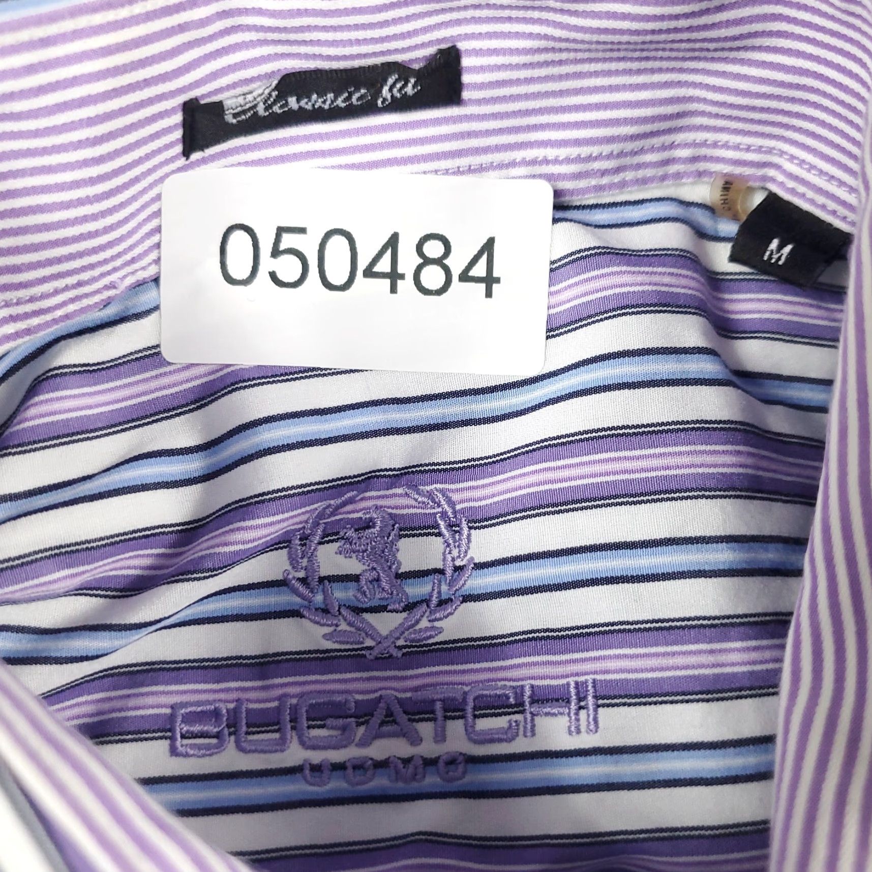 BUGATCHI Bugatchi Uomo Button-Up Shirt Men's Medium Purple Striped Long Sleeve Classic Fit Size US M / EU 48-50 / 2 - 7 Thumbnail