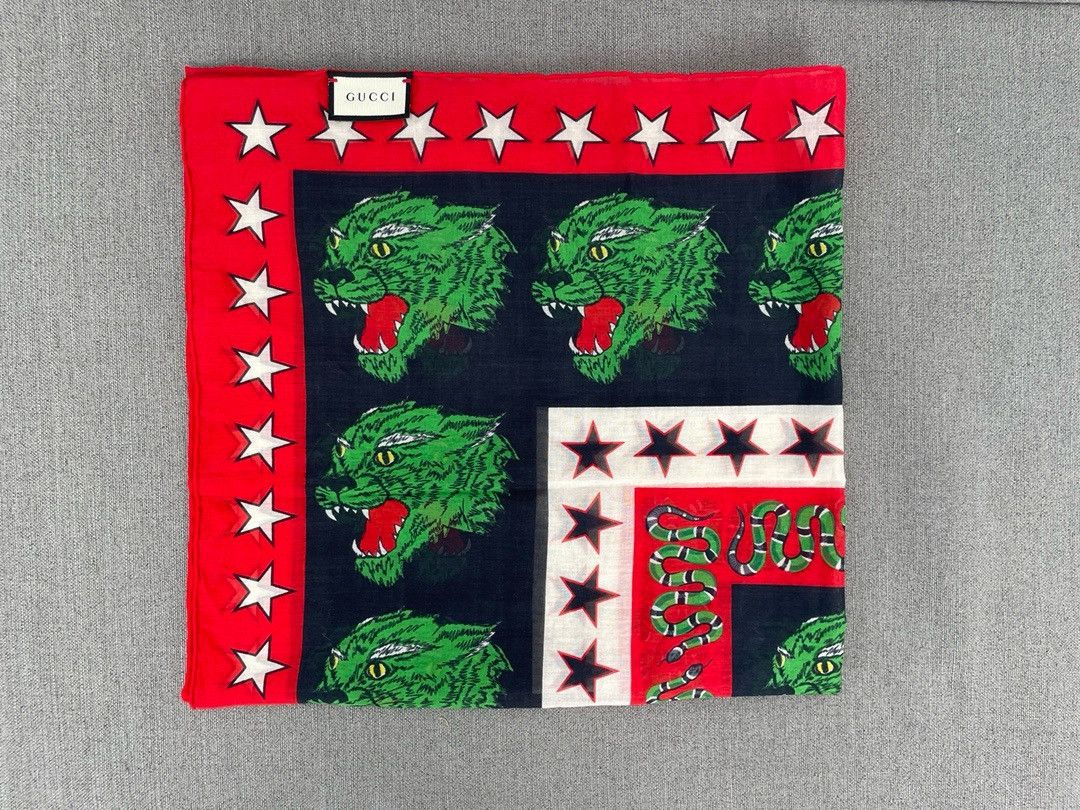 Gucci Gucci Black and Red Panther Scarf Size ONE SIZE - 3 Thumbnail