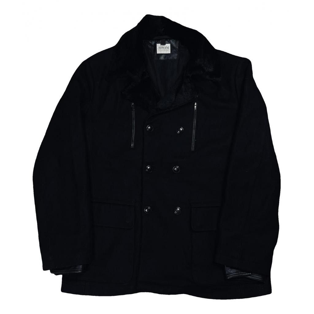 image of Armani Collezioni Coat Wool in Black, Men's (Size Large)