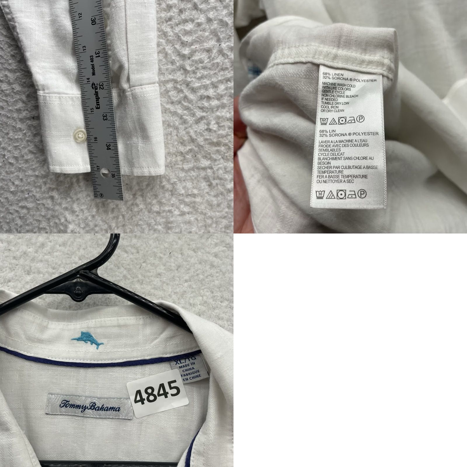 Tommy Bahama Tommy Bahama Shirt Mens XL White Grid Check Linen Blend Resort Relax Casual Dad Shirt Size US XL / EU 56 / 4 - 8 Thumbnail