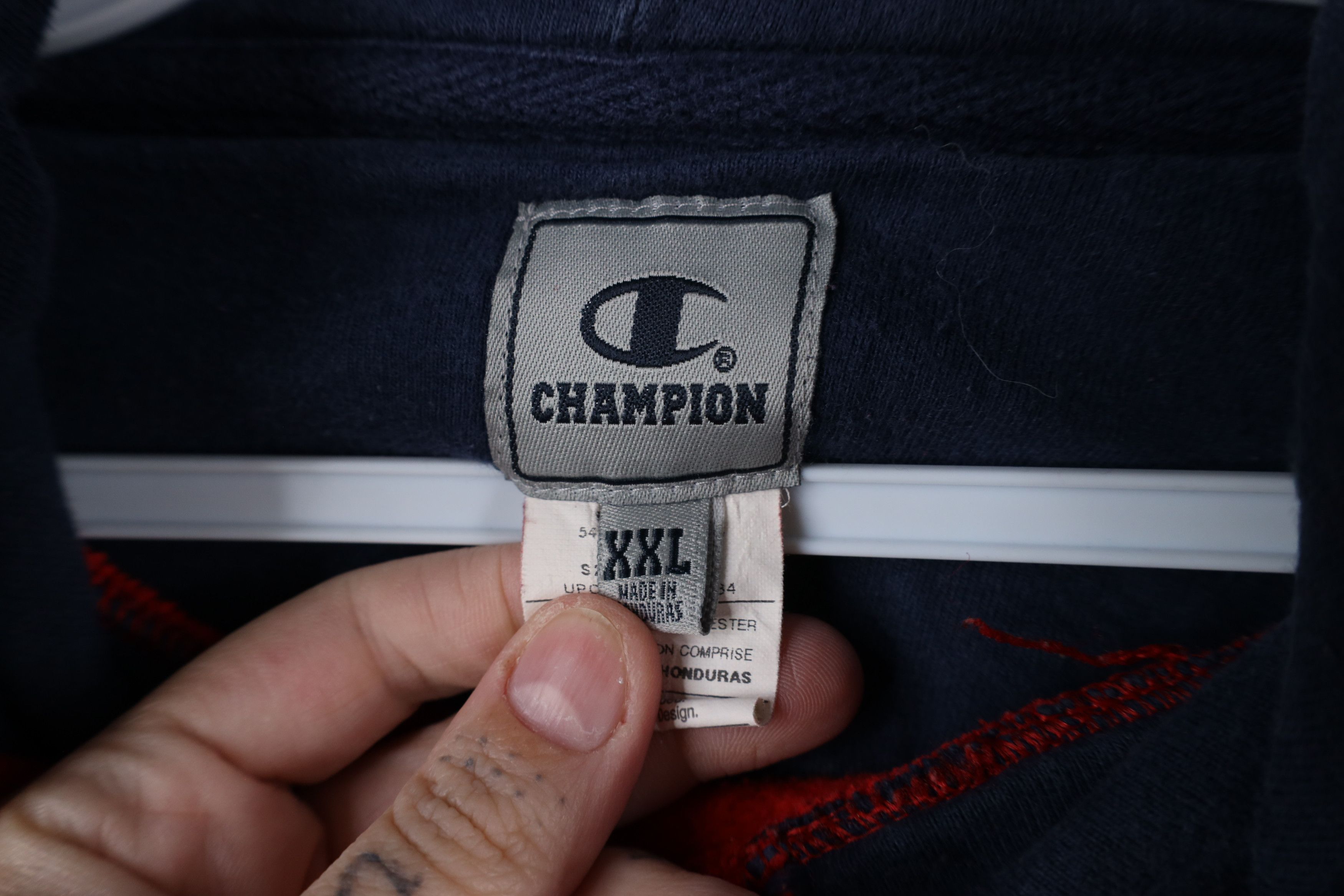 Champion × Vintage Vintage 90s Champion Logo Baggy Hoodie Sweatshirt Red Size US XXL / EU 58 / 5 - 6 Thumbnail