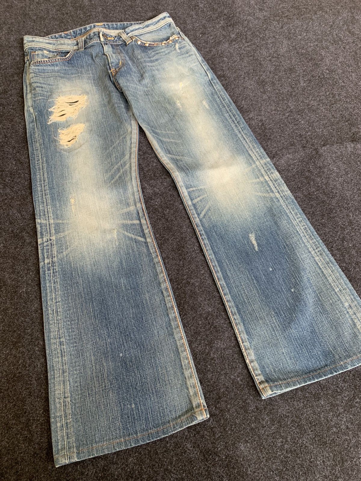Pre-owned Distressed Denim X Edwin Flare Distressed Edwin 511rv In Check