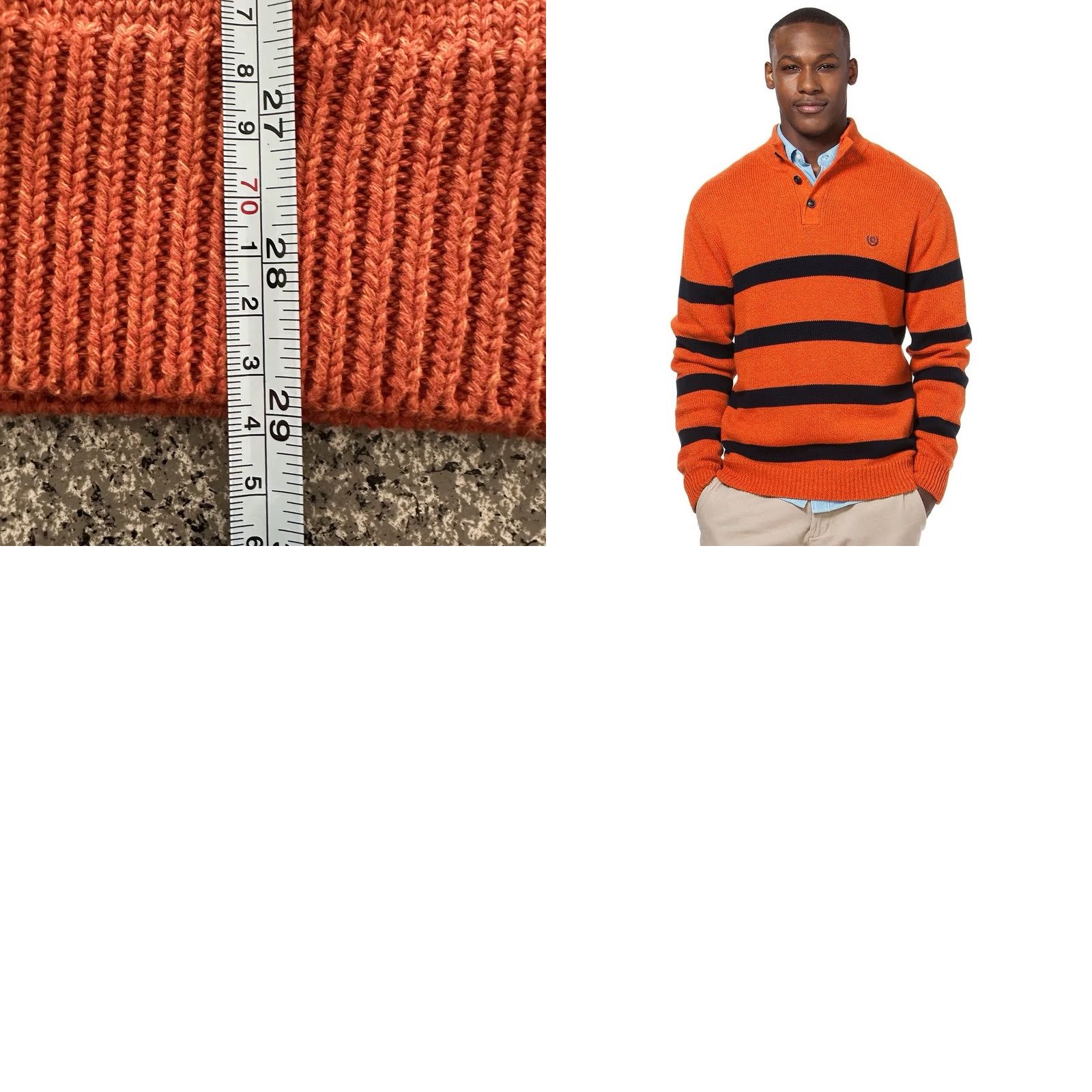 Chaps Chaps Striped Mockneck Twist Sweater Mens XL Orange Classic Fit Shirt Size US XL / EU 56 / 4 - 8 Thumbnail