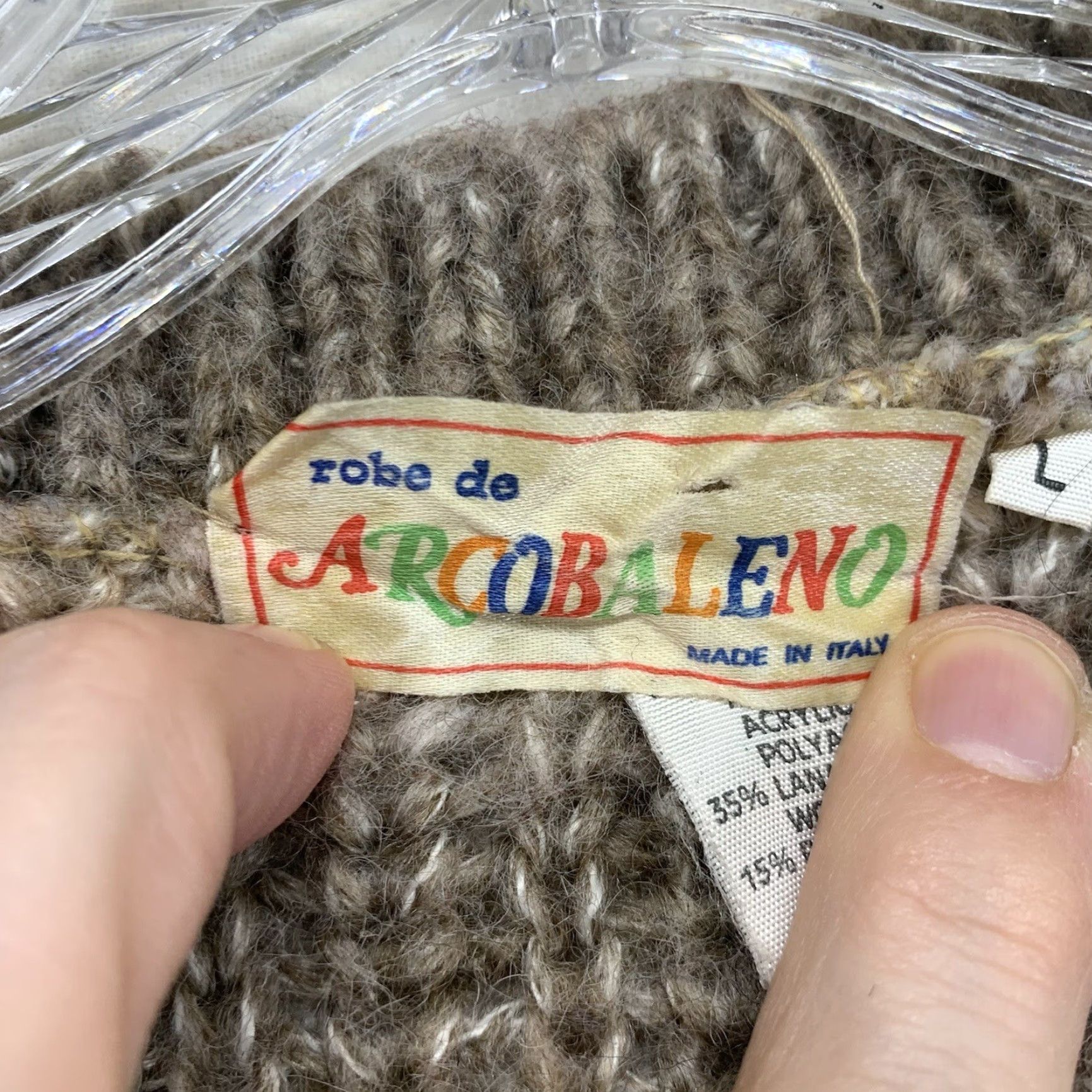 Vintage VINTAGE Robe de Arcobaleno Sweater L Chunky Knit Beige Striped Dolman Sleeve Casual 80s Bohemian Womens Size L / US 10 / IT 46 - 3 Thumbnail
