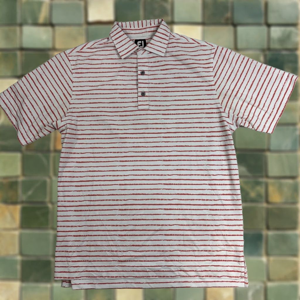 Footjoy FootJoy FJ Shirt Mens Med Pink Stripe Short Slv Preformance Golf Polo Shirt Size US M / EU 48-50 / 2 - 1 Thumbnail