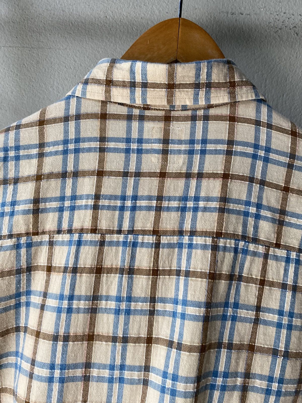 45rpm 45rpm R Beige and Blue Plaid Button-Up Shirt Size S / US 4 / IT 40 - 4 Thumbnail