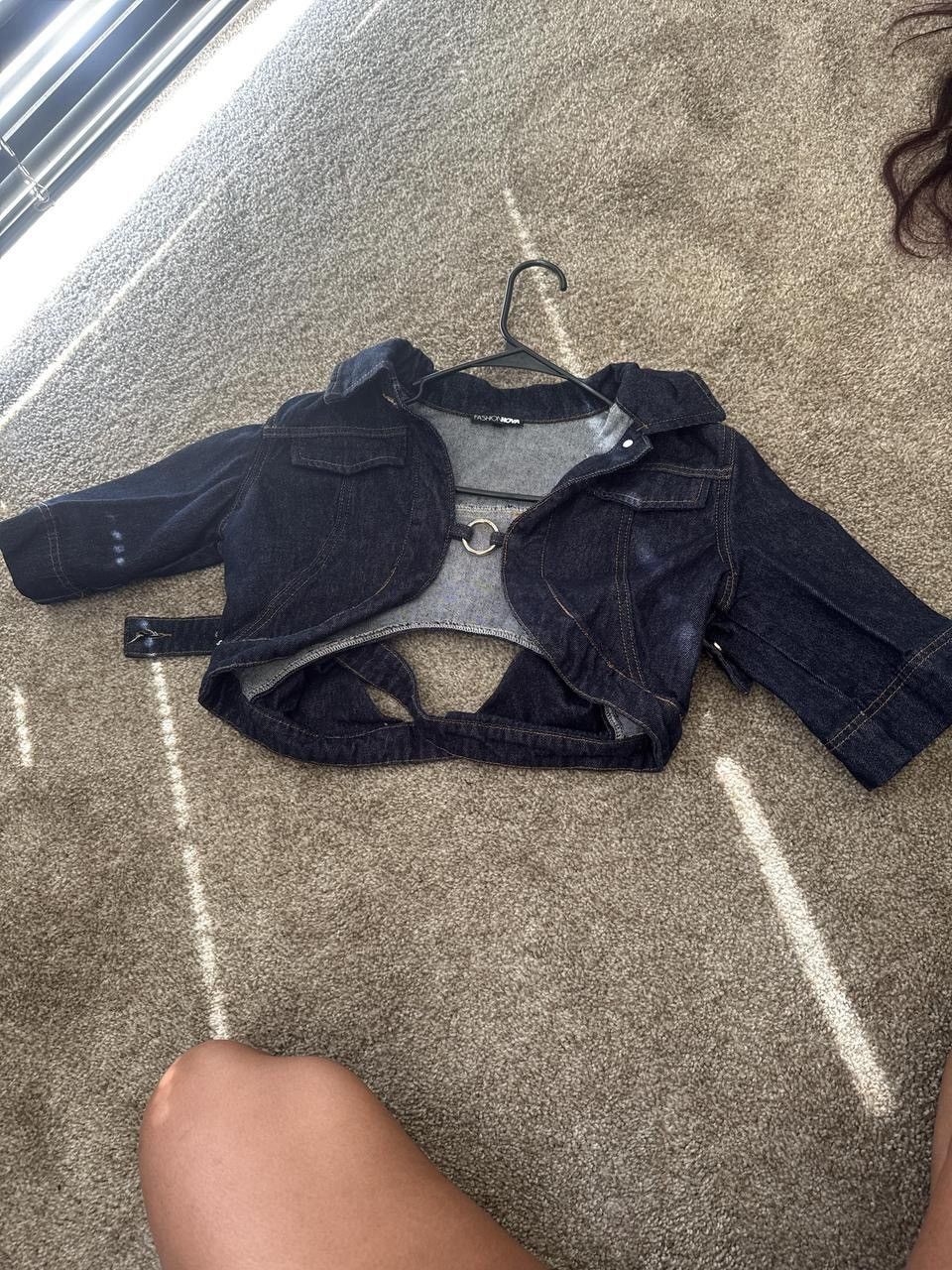 Fashion Nova Cropped Denim Top Size XS / US 0-2 / IT 36-38 - 1 Thumbnail