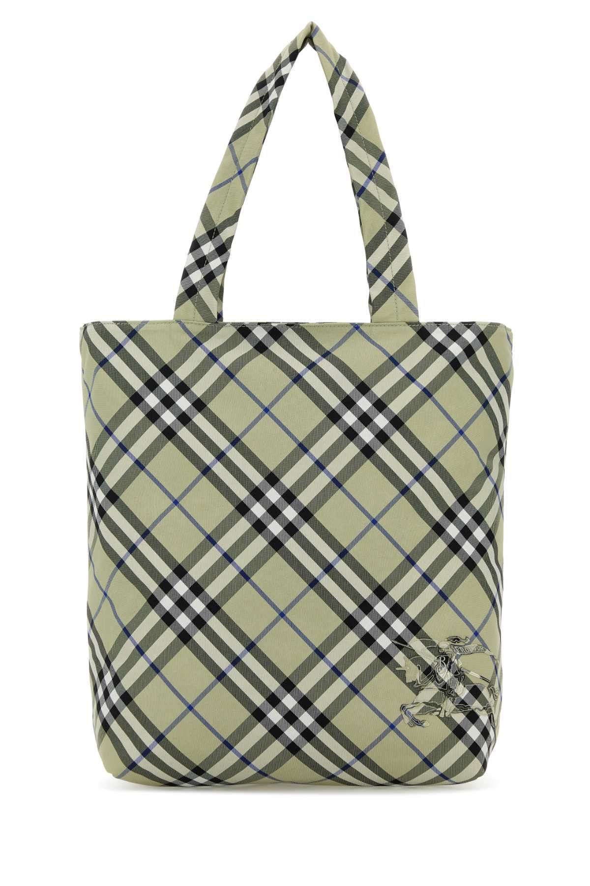 Burberry Embroidered Canvas Check Shopping Bag Size ONE SIZE - 1 Thumbnail