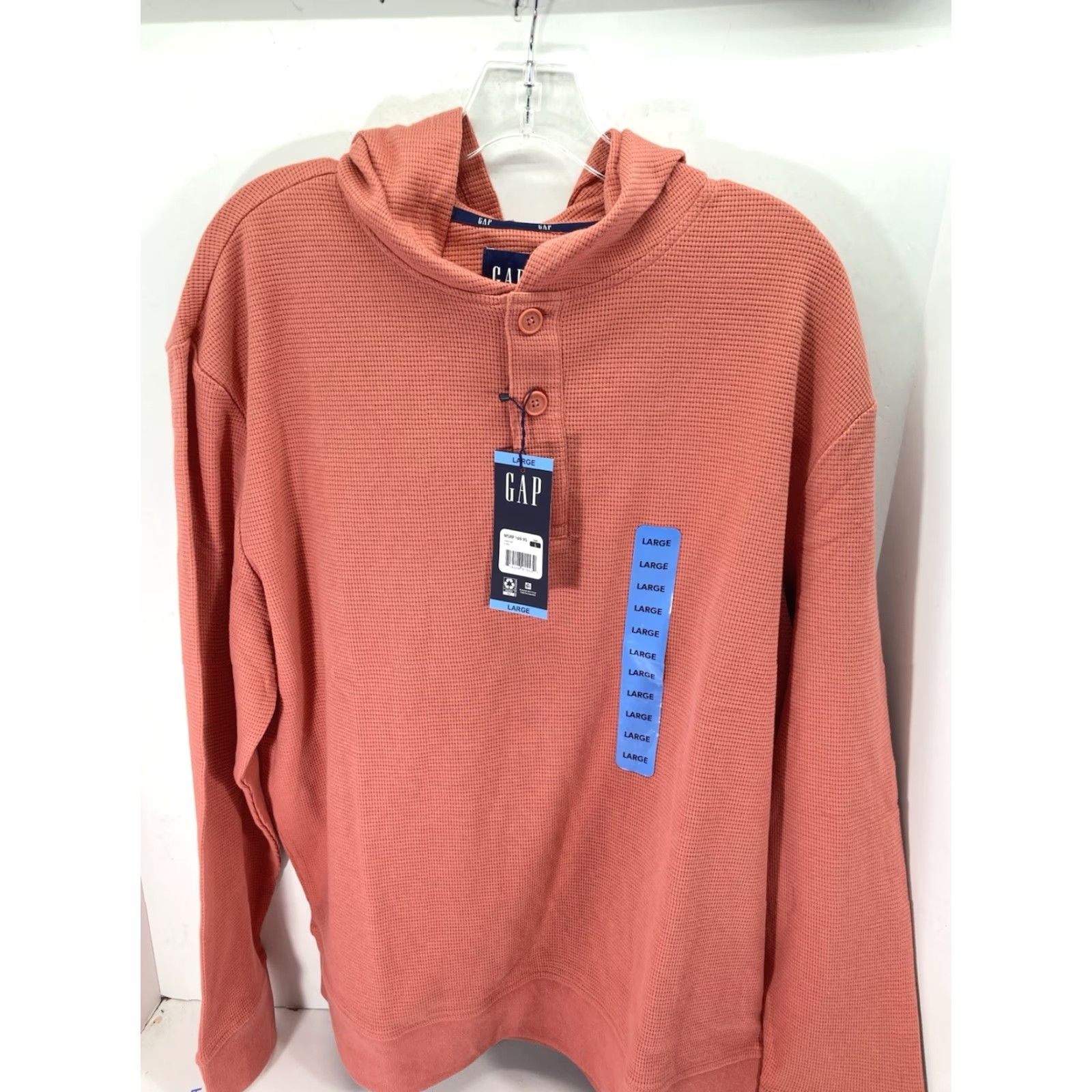 Gap Gap Hoodie Shirt Men L Coral Waffle Henley Pullover Long Sleeve NWT Size US L / EU 52-54 / 3 - 2 Thumbnail