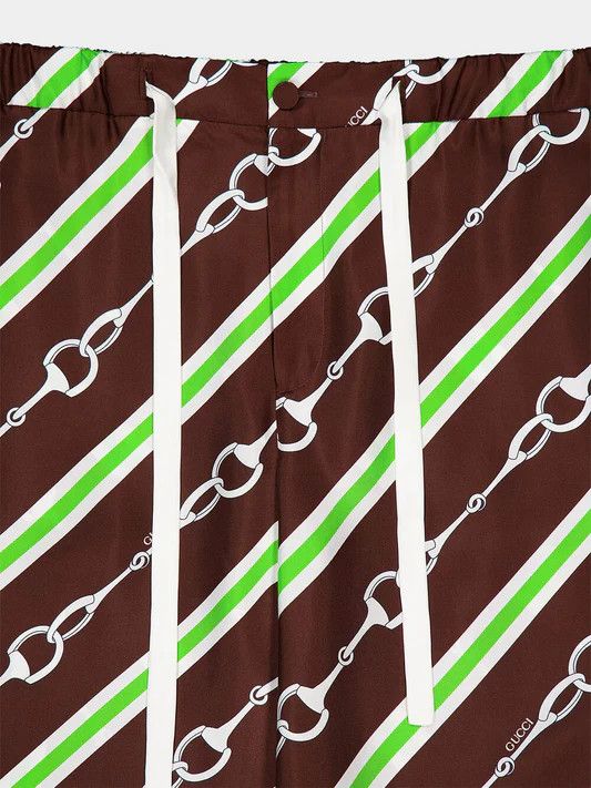 Gucci o1la5ras0526 Gucci Horsebit Striped Print Silk Pants Size 25" / US 0 / IT 36 - 3 Thumbnail