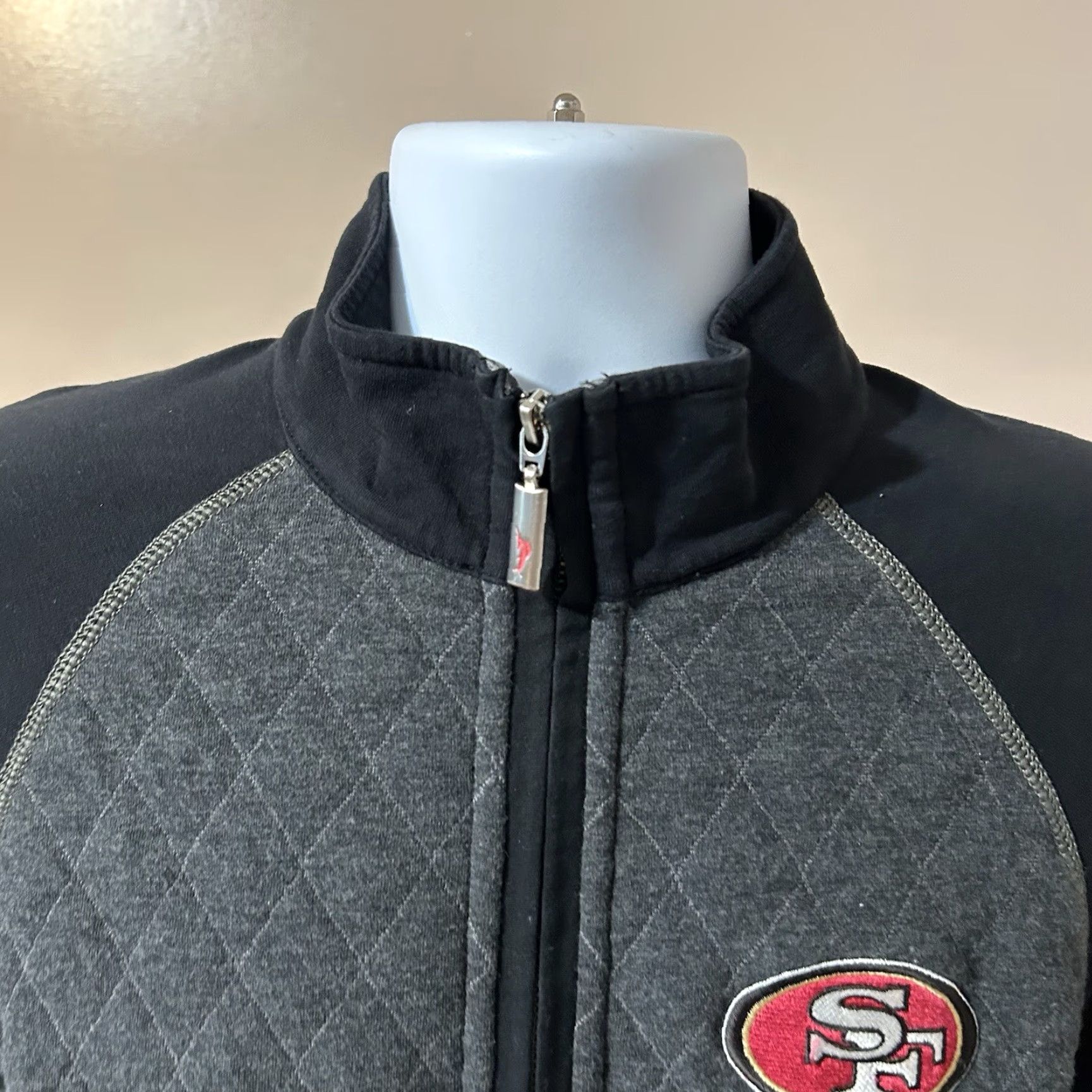Tommy Bahama VINTAGE San Francisco 49ers Tommy Bahama 3/4 Zip Pullover Men Medium Gray Black 2016 Size US M / EU 48-50 / 2 - 7 Thumbnail
