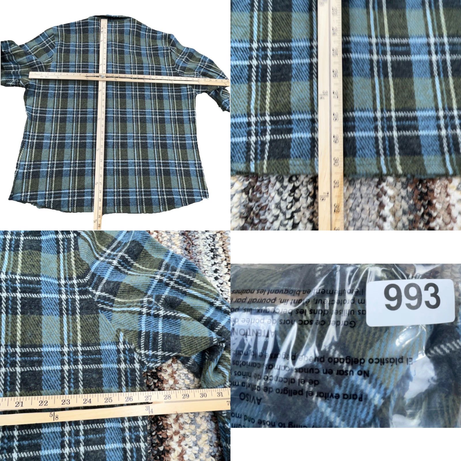 johnnie-O johnnie-O Shirt Jacket Shirt Men 2XL Green Plaid Flannel Heavy Shacket Zip Hoodie Pocket Casual Outdoor Modern Size US XXL / EU 58 / 5 - 8 Thumbnail