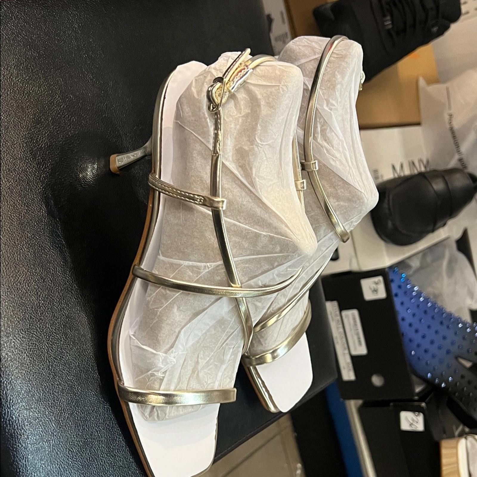 Nine West Nine West Metallic Gold Strappy Sandals Size US 8.5 / IT 38.5 - 2 Thumbnail