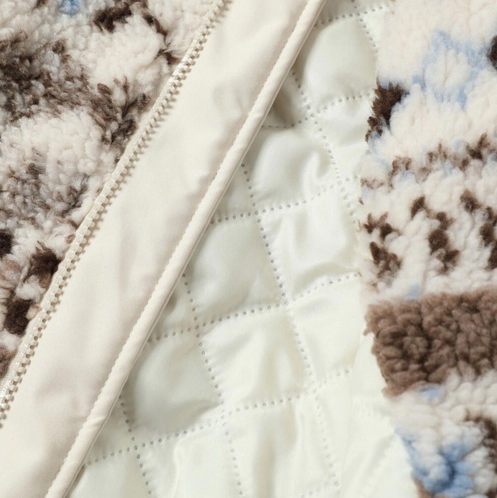 Japanese Brand Gray Patterned Faux Fur Hooded Fleece Jacket Size US M / EU 48-50 / 2 - 2 Thumbnail