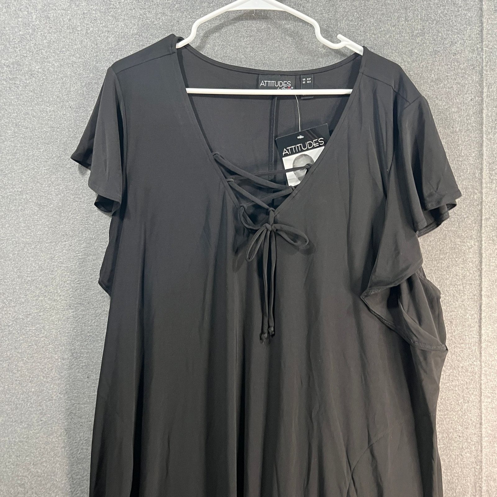 Other Attitudes by Renee Petite Lace Front Maxi Dress Black 3XP Size 3XL / US 20-22 - 7 Thumbnail