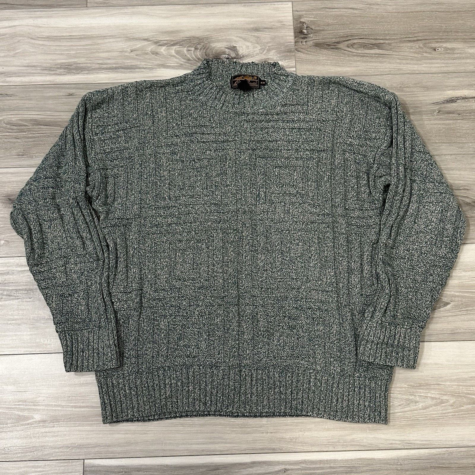 Eddie Bauer VTG 90s Eddie Bauer Sweater Men's Medium Geometric Green Size US M / EU 48-50 / 2 - 1 Thumbnail
