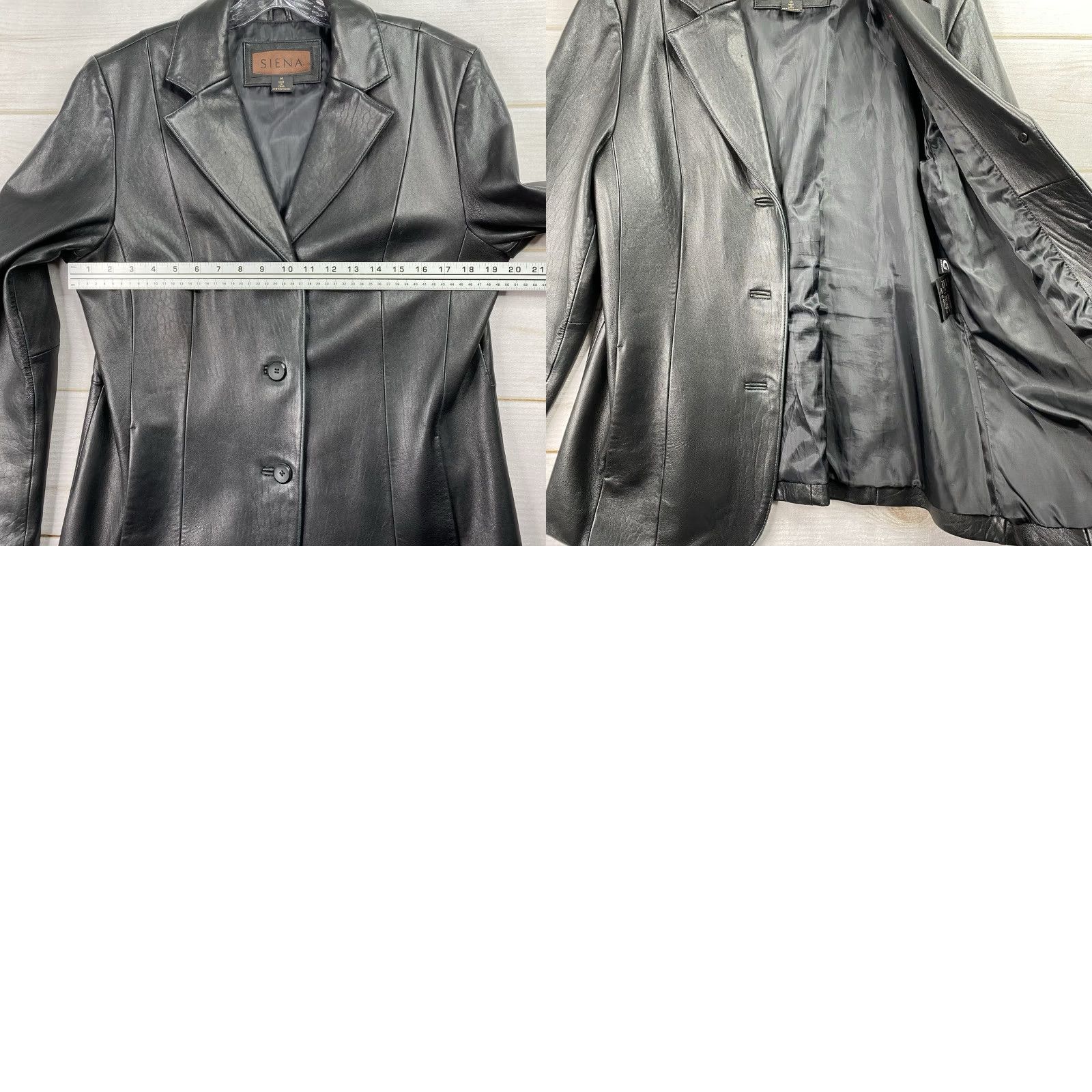 Vintage VINTAGE Womens Siena Black Leather Jacket 14 Full Zip Lined Pockets 3 Button Classic 90s Size XL / US 12-14 / IT 48-50 - 10 Thumbnail