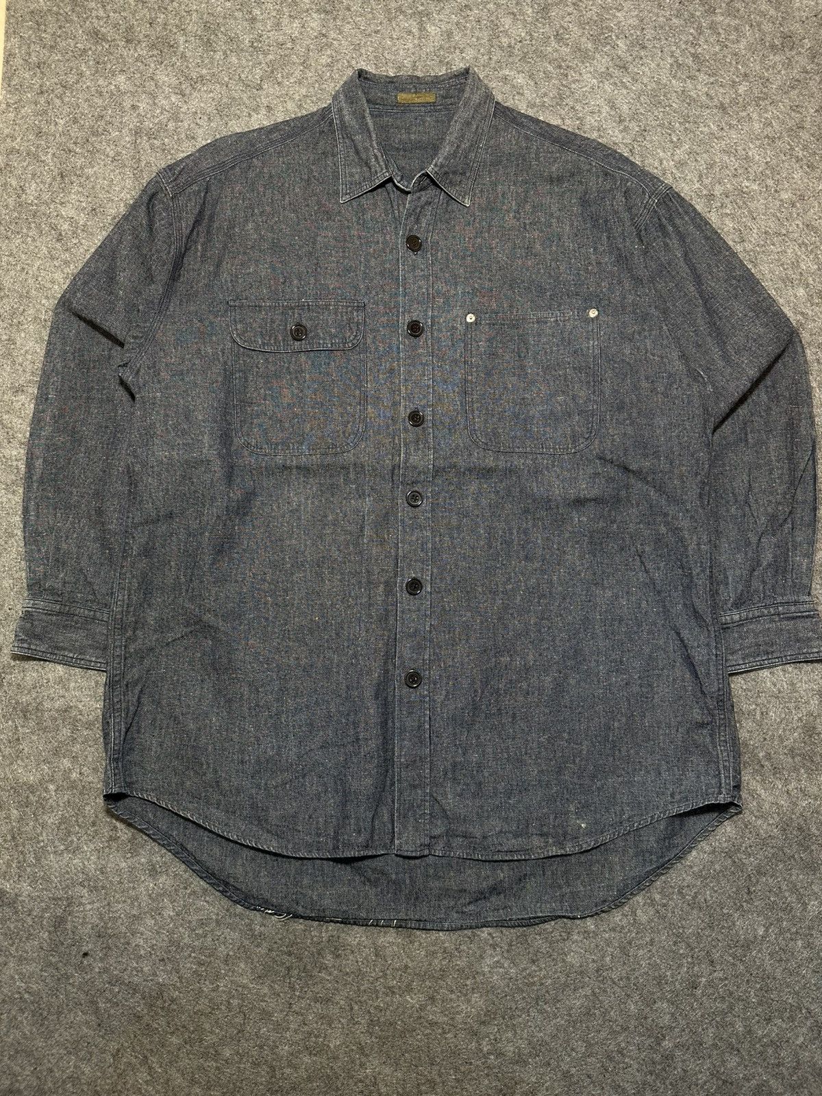 Y's for Men vintage YS Japanese denim work shirt in black. Size US XL / EU 56 / 4 - 1 Thumbnail