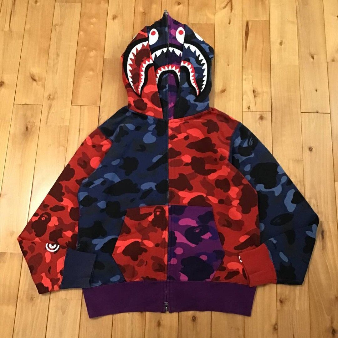 Bape BAPE Double Shark full zip hoodie crazy camo a bathing ape Size US M / EU 48-50 / 2 - 1 Thumbnail