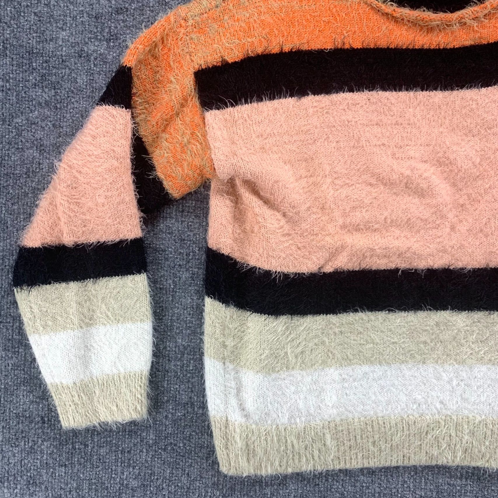 Vintage Hem & Thread Striped Pullover Sweater Womens Medium Orange Casual Acrylic Blend Size M / US 6-8 / IT 42-44 - 6 Thumbnail