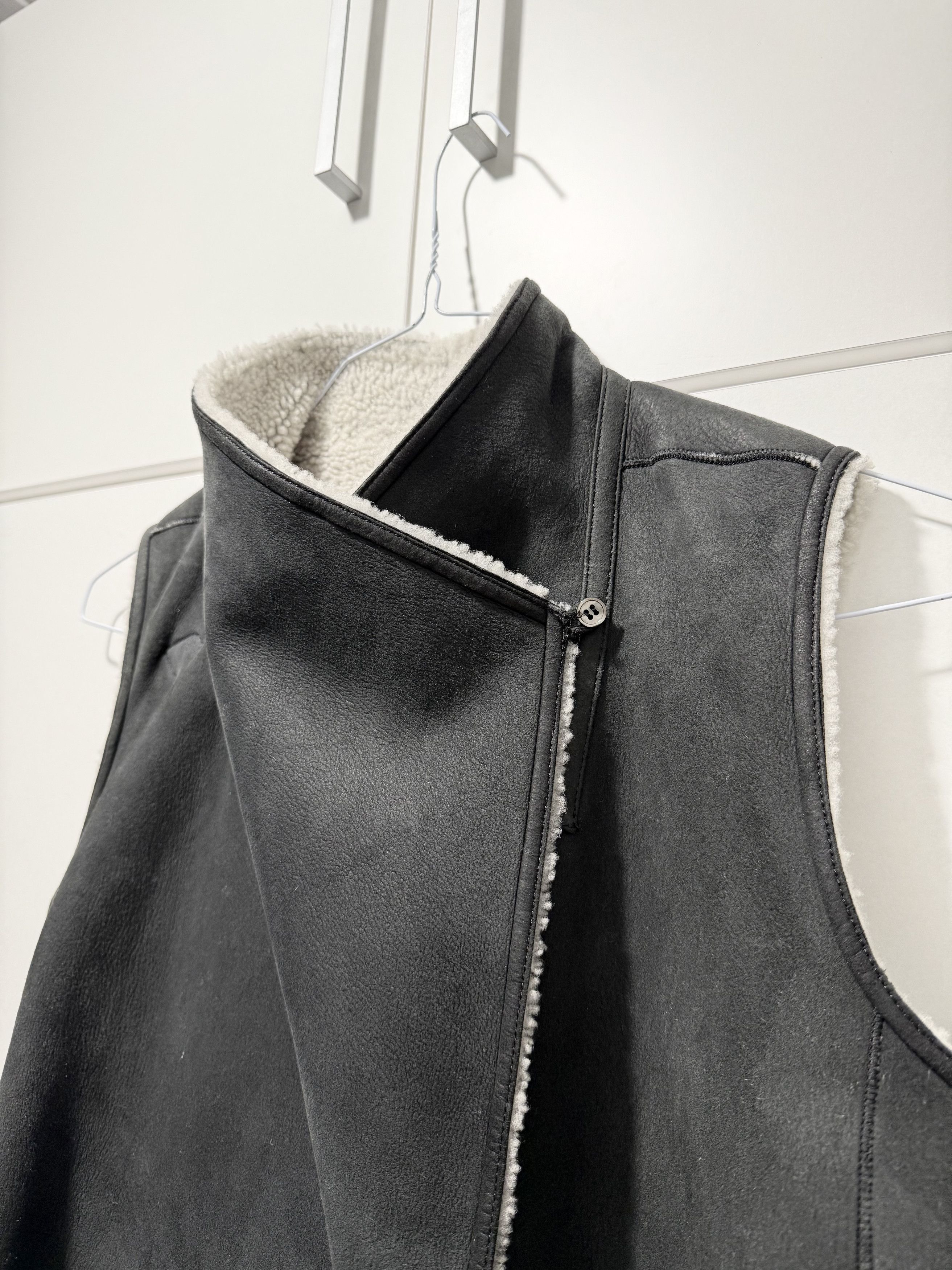 Genuine Leather Real Sheepskin Outervest Shearling Long Jacket Sleveless S-M Size S / US 4 / IT 40 - 5 Thumbnail