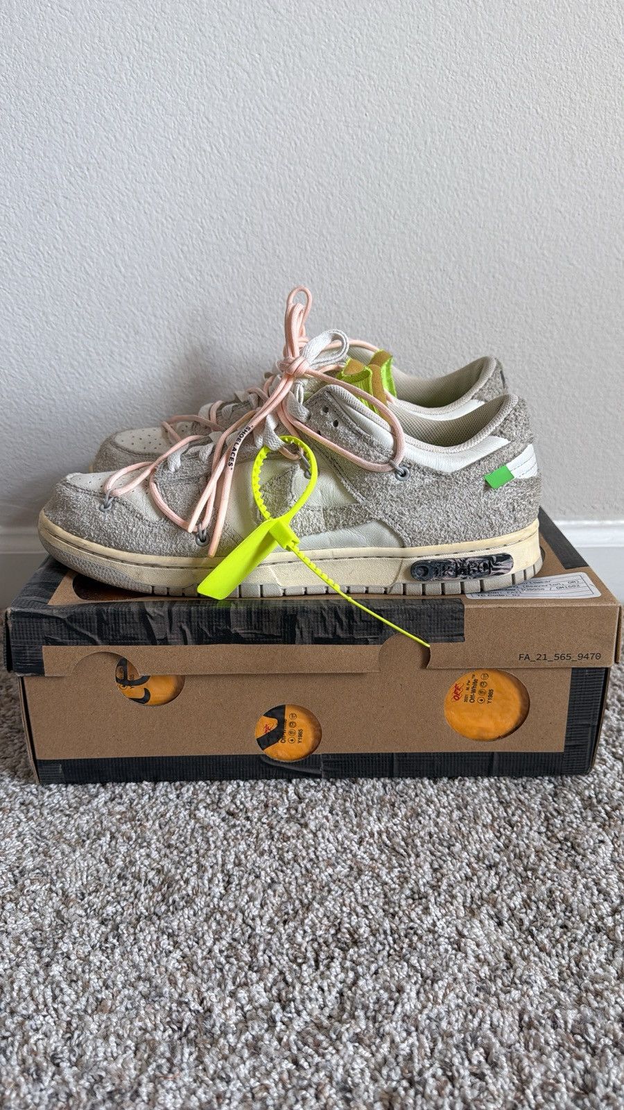 Nike × Off-White Off White Nike Dunk Low Lot #12 of #50 👟☑️🚧🖤🤍 Size US 12 / EU 45 - 5 Thumbnail